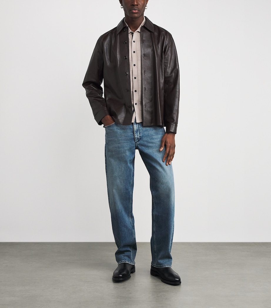 Wool-Blend Knitted Short-Sleeve Shirt TAN Image 2