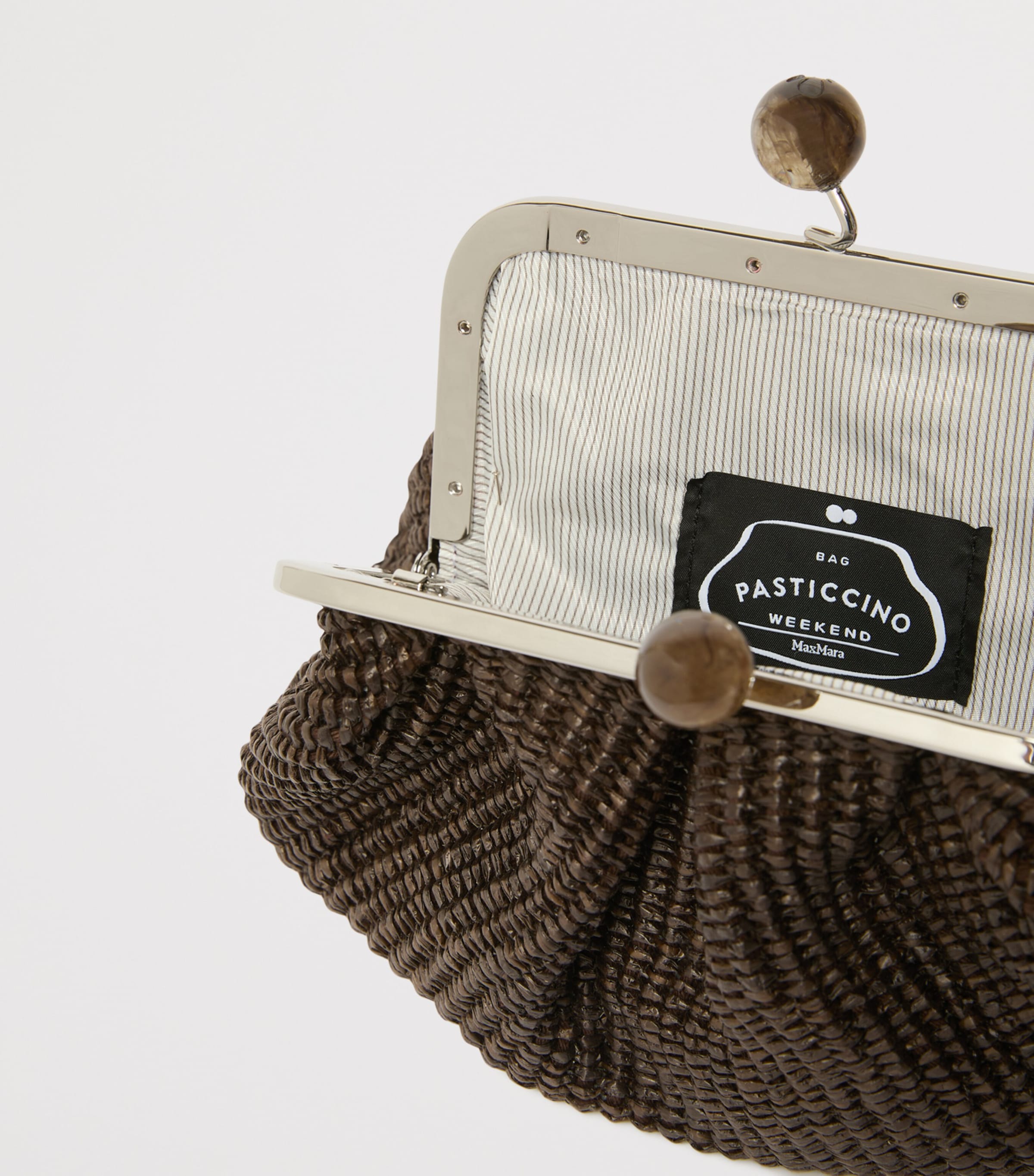 Weekend Max Mara Small Woven Pasticcino Clutch Bag Dark Brown Image 5