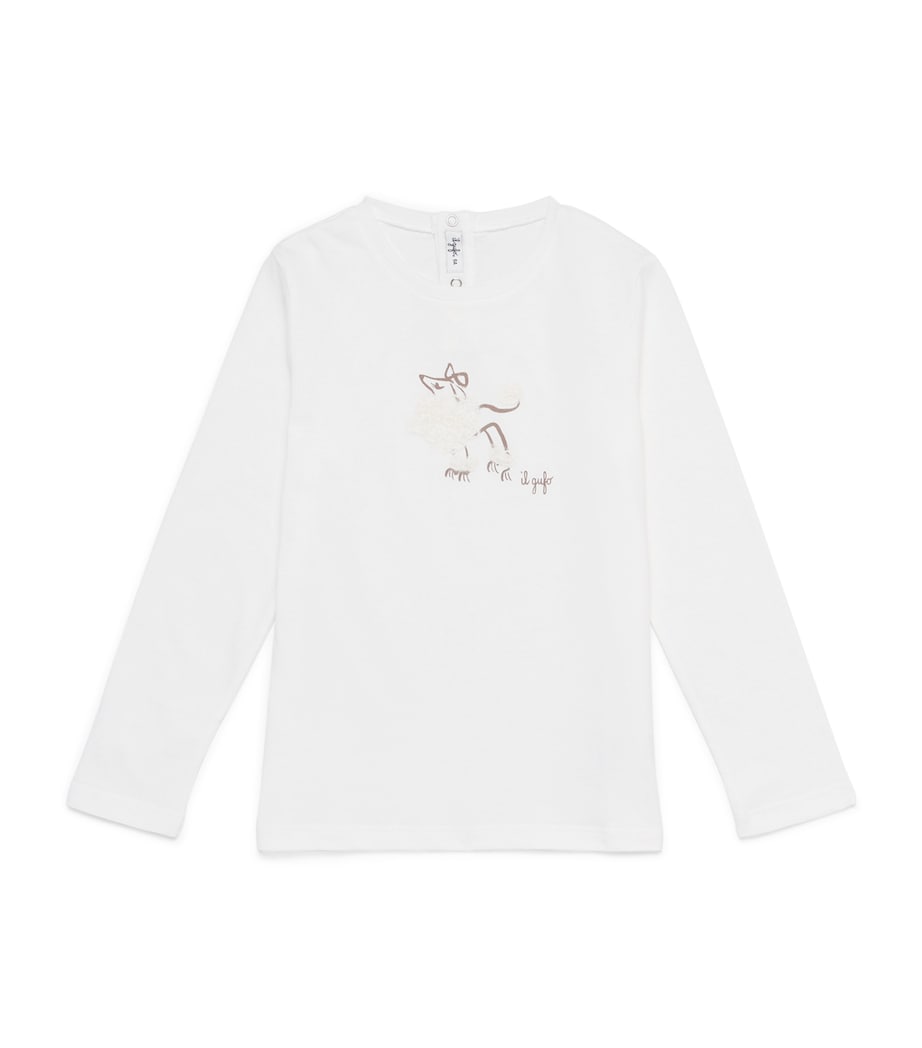 Cotton Embroidered Poodle Long-Sleeve T-Shirt (6 Years) 100MILK Image 1