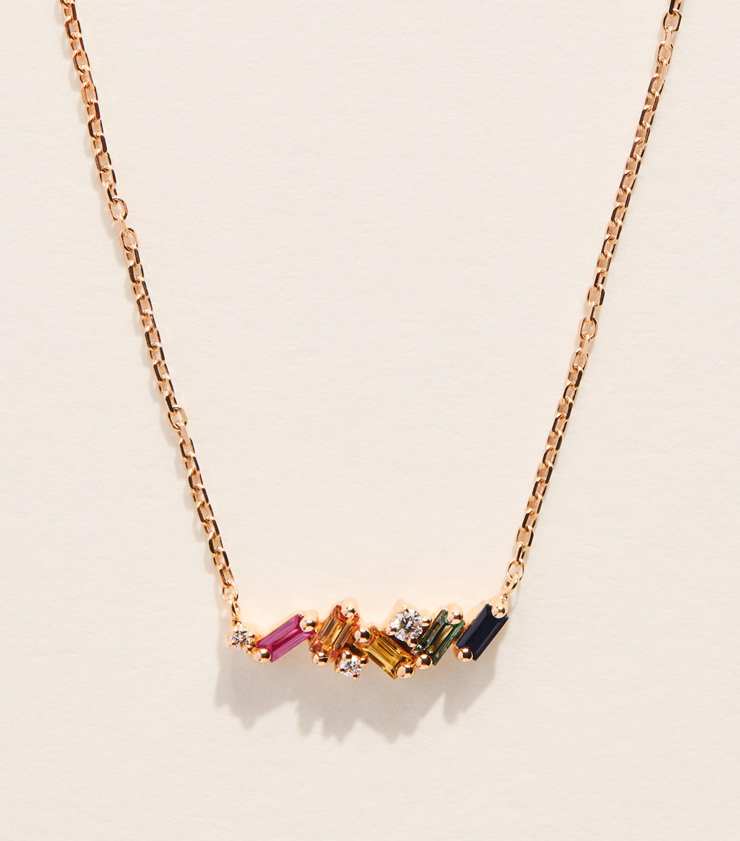 Suzanne Kalan Rose Gold, Diamond and Rainbow Sapphire Mini Frenzy Necklace Rg/rs Image 1