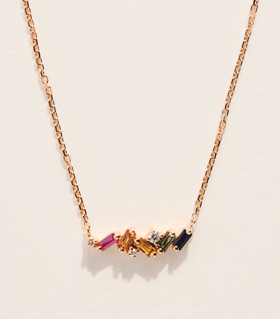 Suzanne Kalan Rose Gold, Diamond and Rainbow Sapphire Mini Frenzy Necklace Rg/rs Image 1