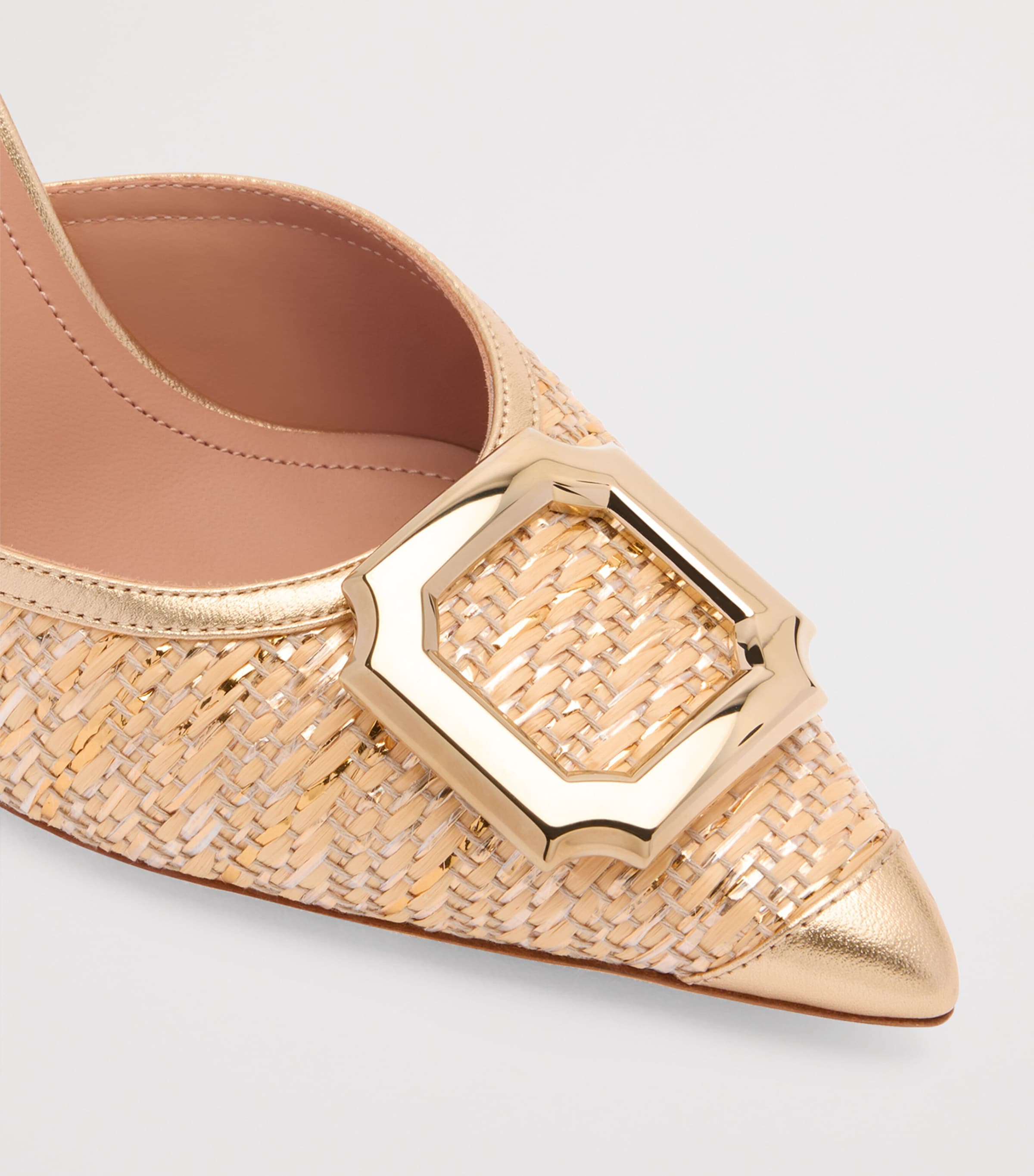 Metallic Raffia Mona Heeled Mules 70 GOLD Image 5