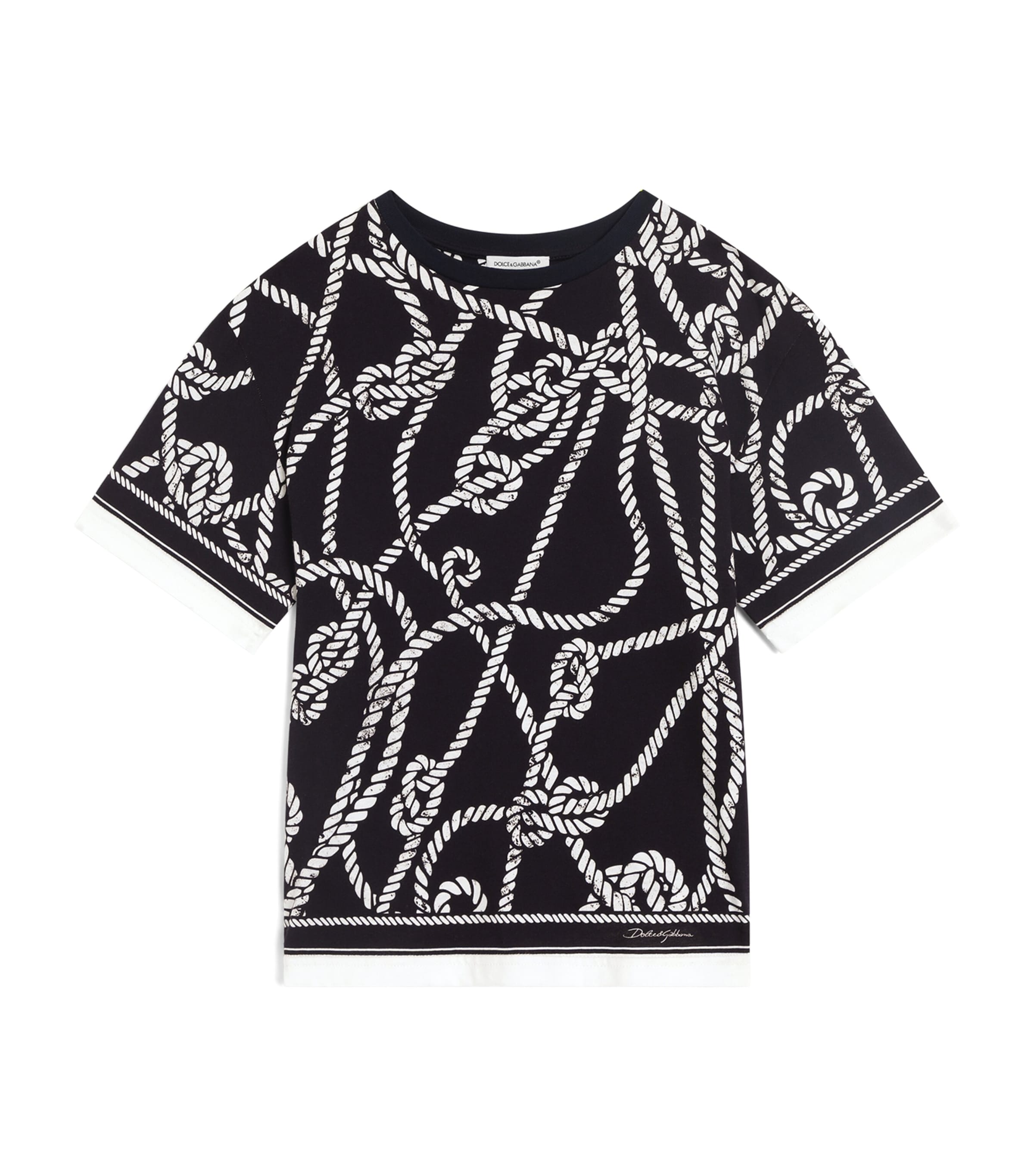 Dolce&Gabbana Kids Cotton Rope Print T-Shirt (8-14 Years) Corde F.blu Image 1