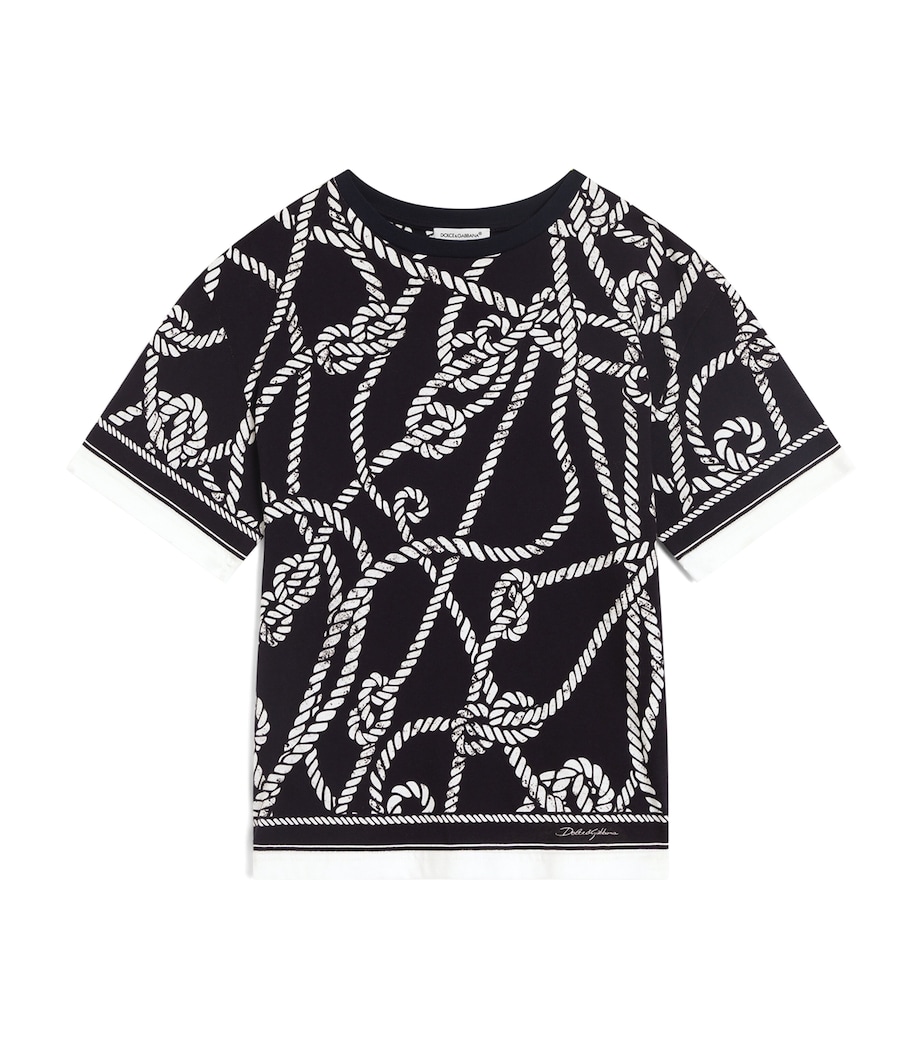 Dolce&Gabbana Kids Cotton Rope Print T-Shirt (8-14 Years) Corde F.blu Image 1