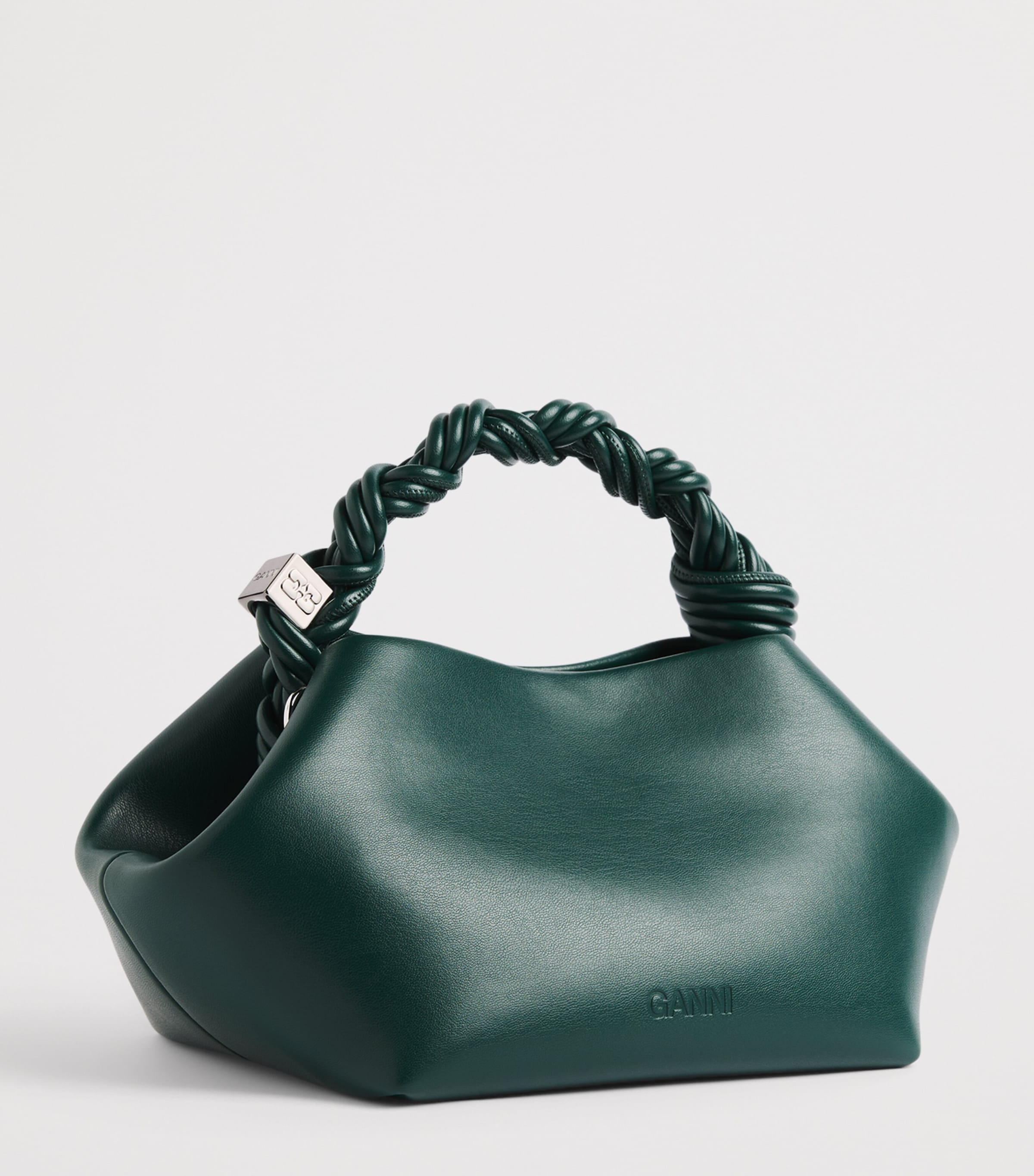 GANNI Small Bou Top-Handle Bag Dark Green Image 3