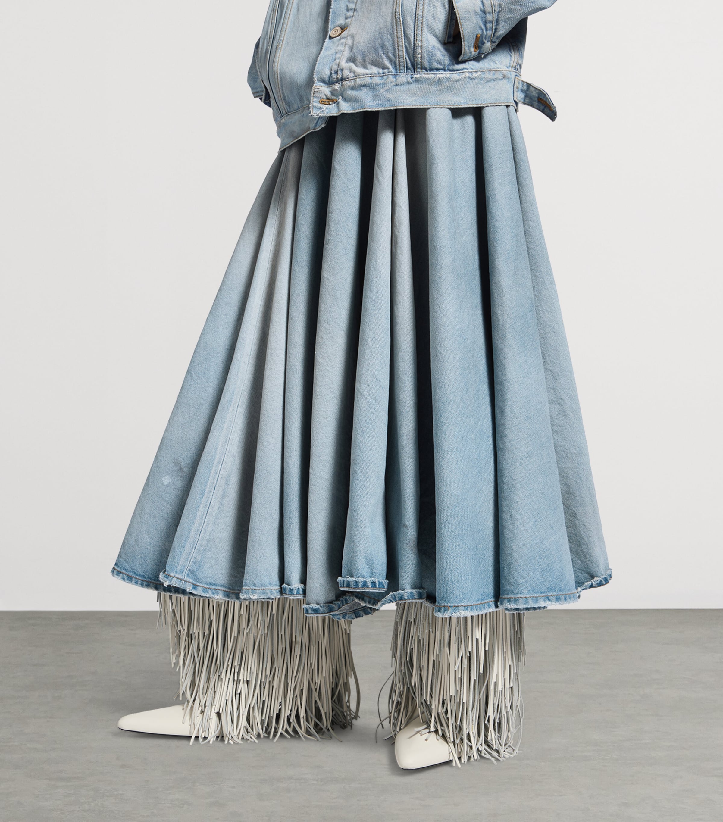 Denim Godet Maxi Skirt 4009 Image 6