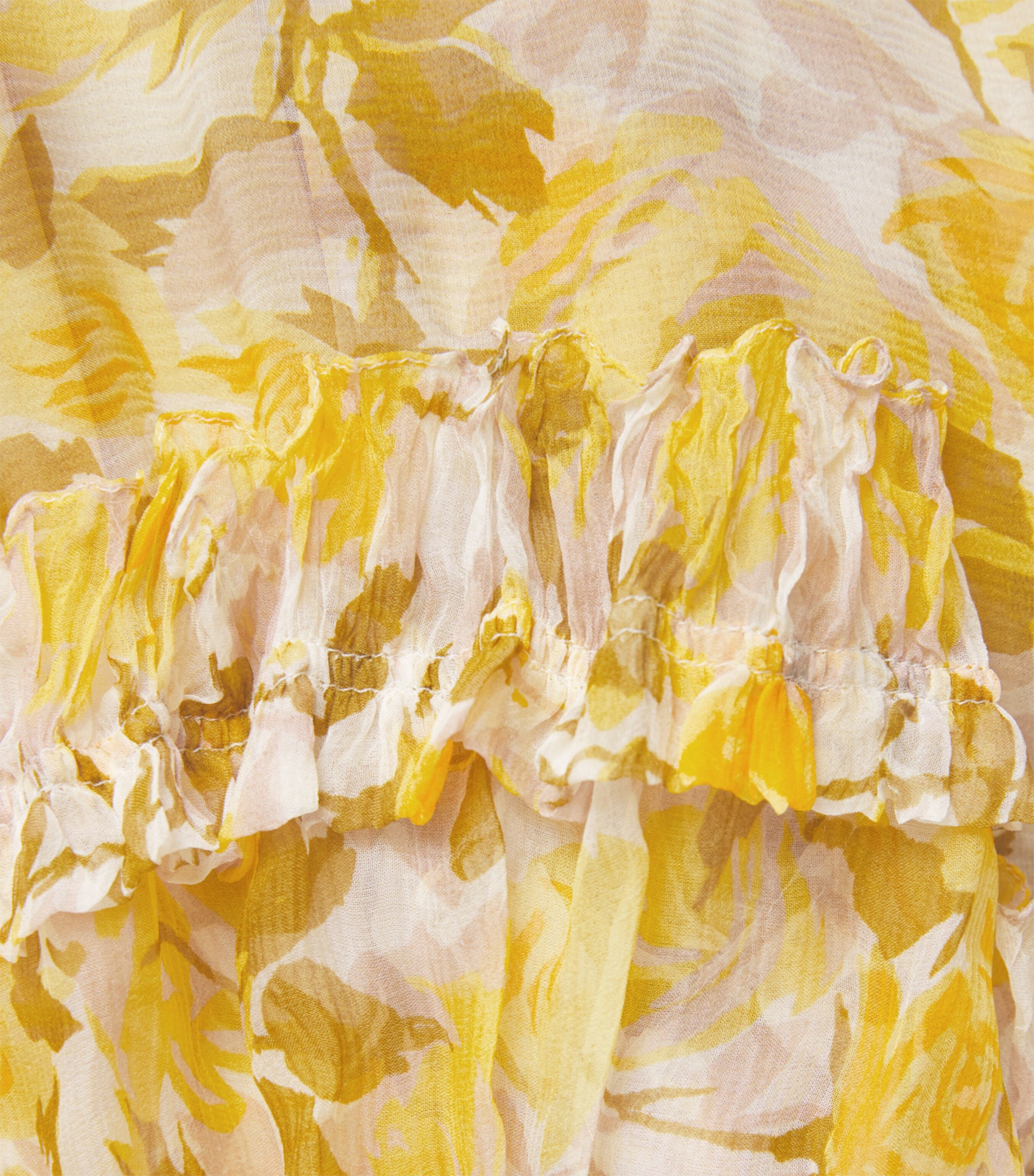 Chloé Womens Silk Tiered Maxi Dress White Yellow Image 2