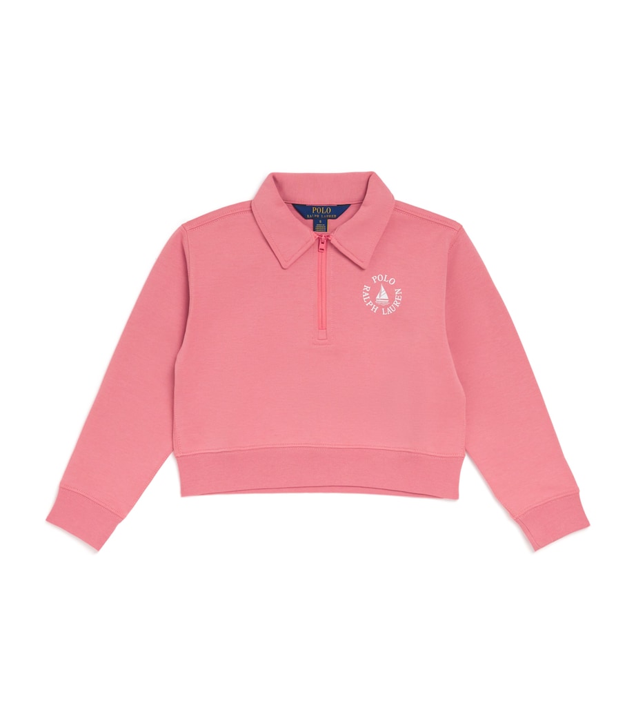 Cotton-Blend Half-Zip Sweatshirt (7-14 Years) PINK Image 1