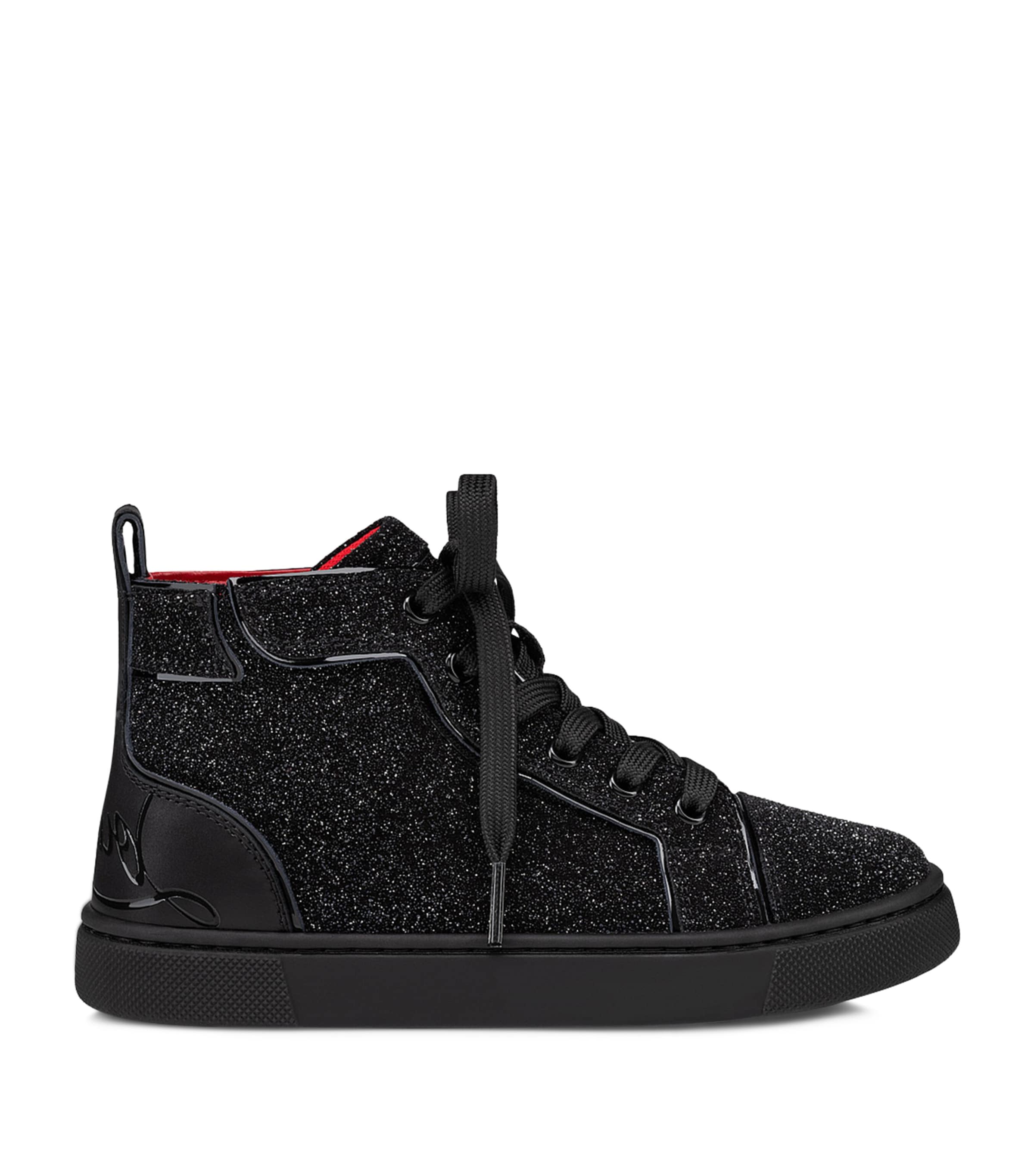 Christian Louboutin Kids' Funnyto Embellished High-top Sneakers In Black