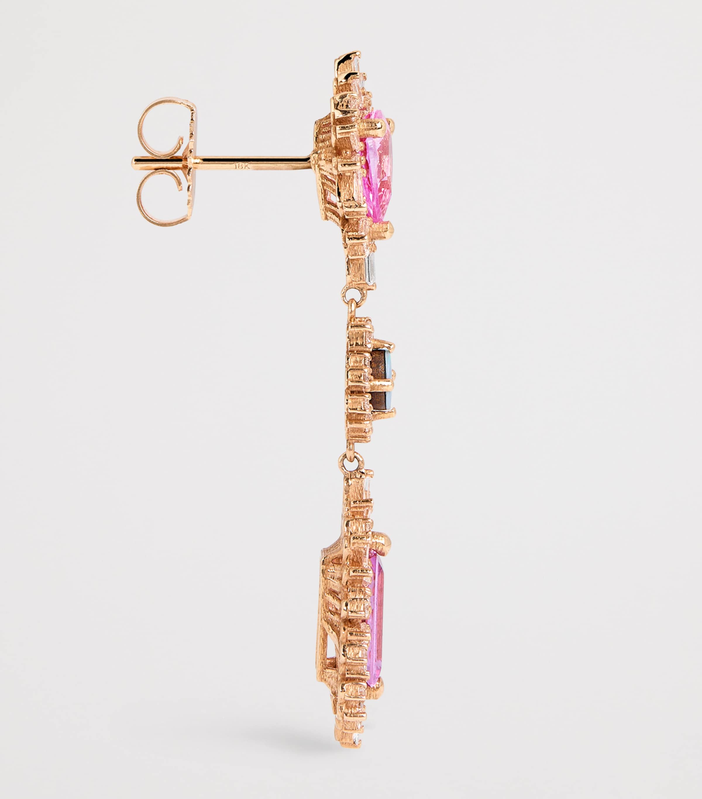 Suzanne Kalan Rose Gold, Diamond, Sapphire and Opal One of a Kind Drop Earrings Rg/p/opal Image 4