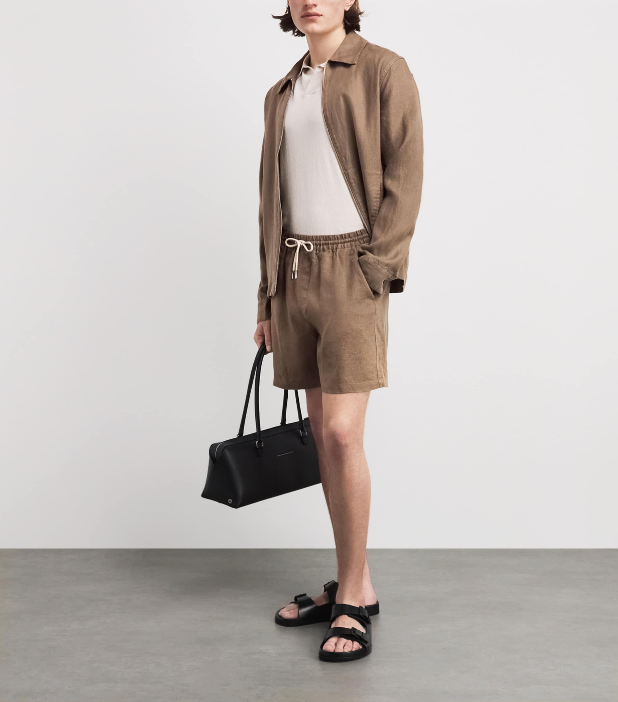 NN07 Mens Linen Drawstring Gregor Shorts Clay Mirage Image 2