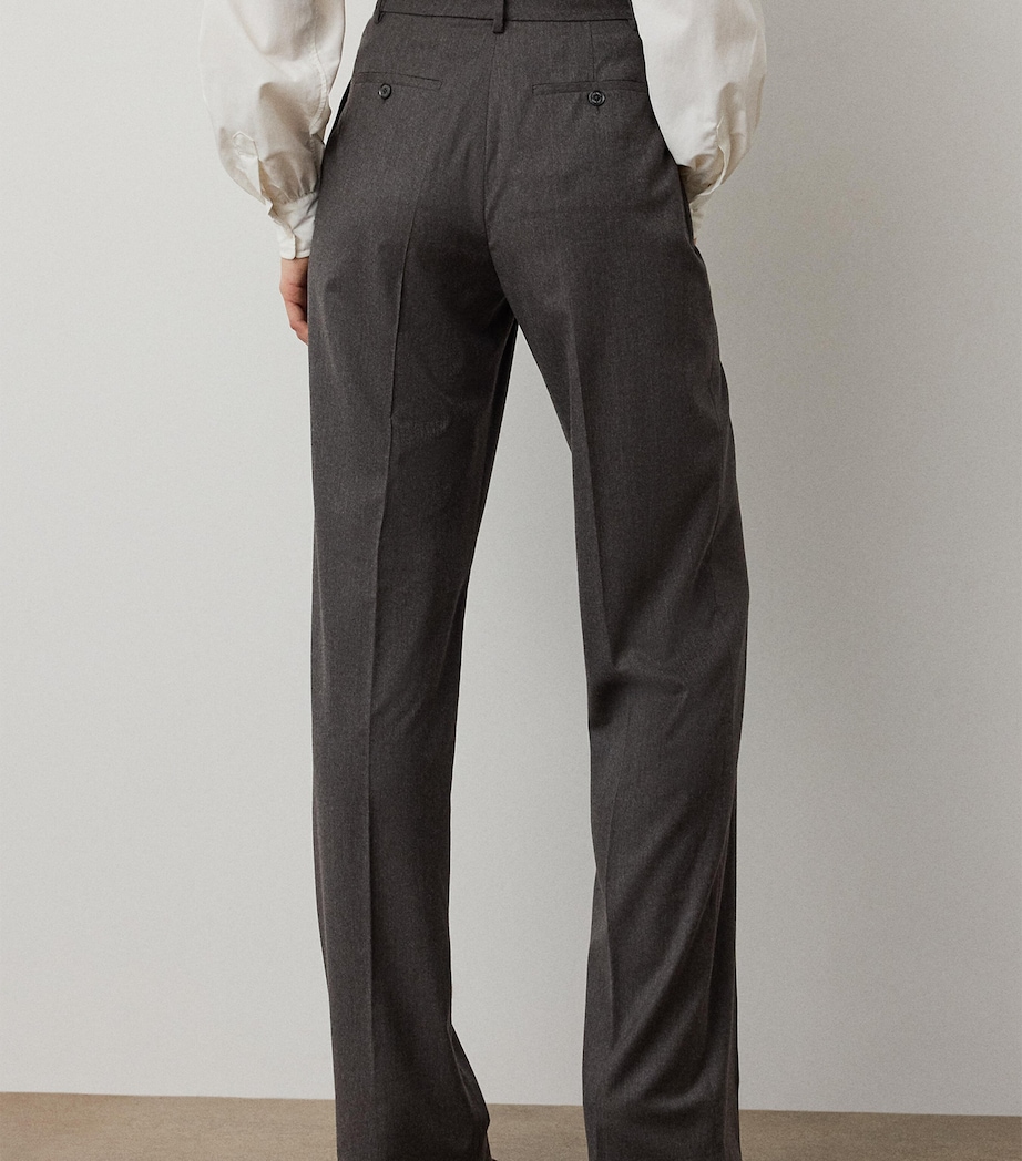 Ralph Lauren Collection Womens Wool-Blend Straight Trousers Taupe Grey Melange Image 3