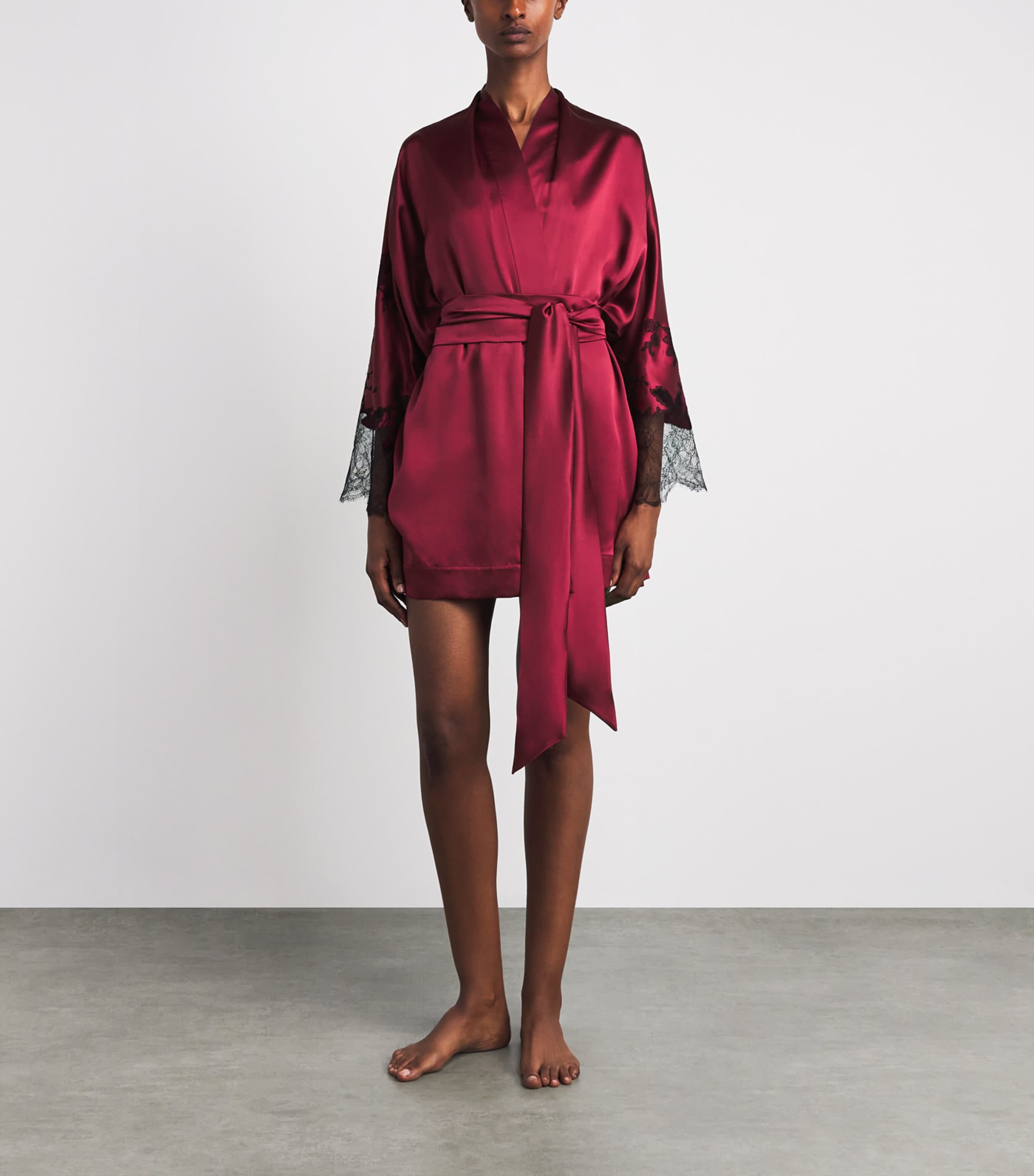 Carine Gilson Womens Silk Short Hanae Robe Rubis Red Image 4