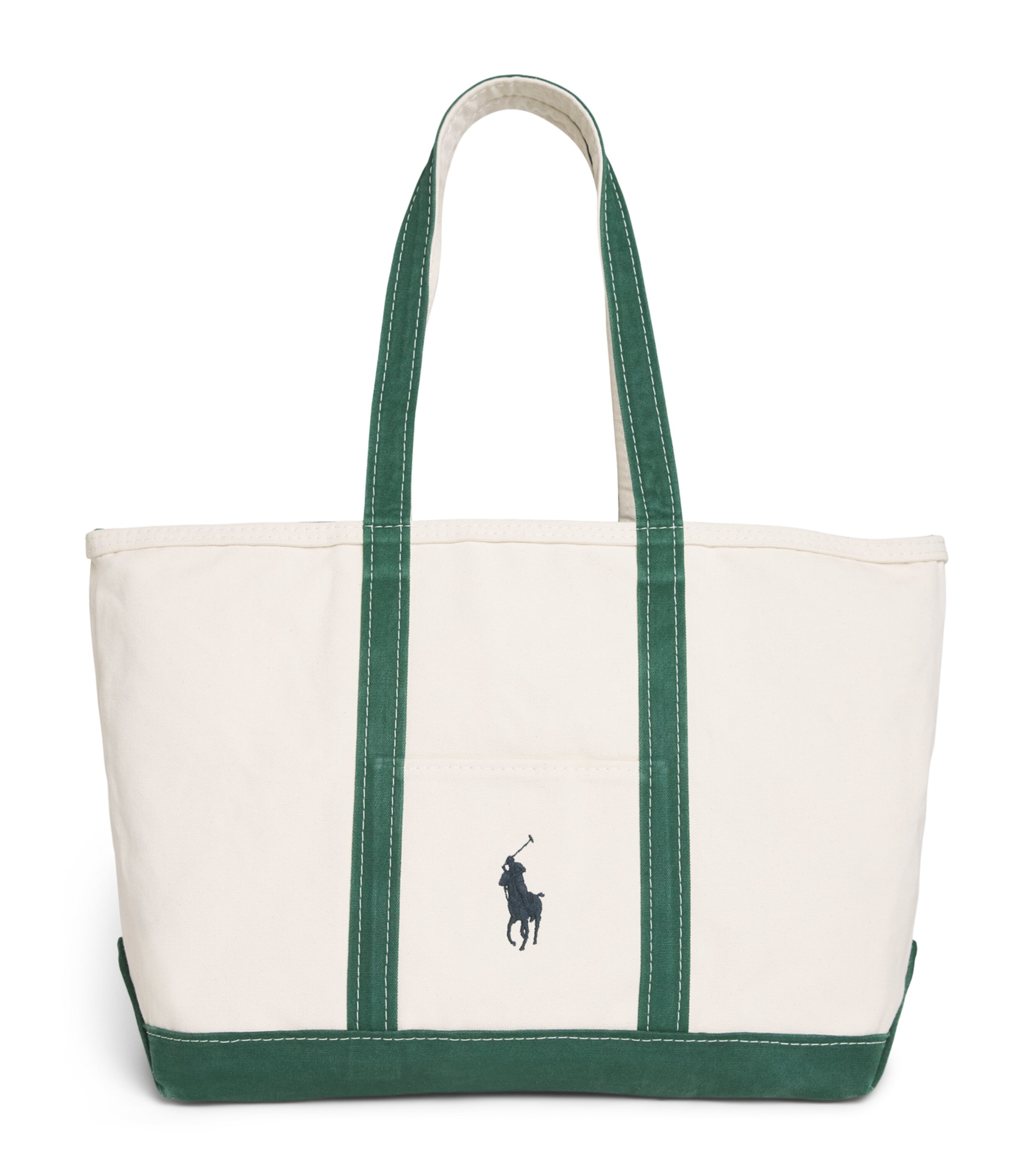 Polo Ralph Lauren Cotton Canvas Polo Pony Tote Bag Cream/green Image 1
