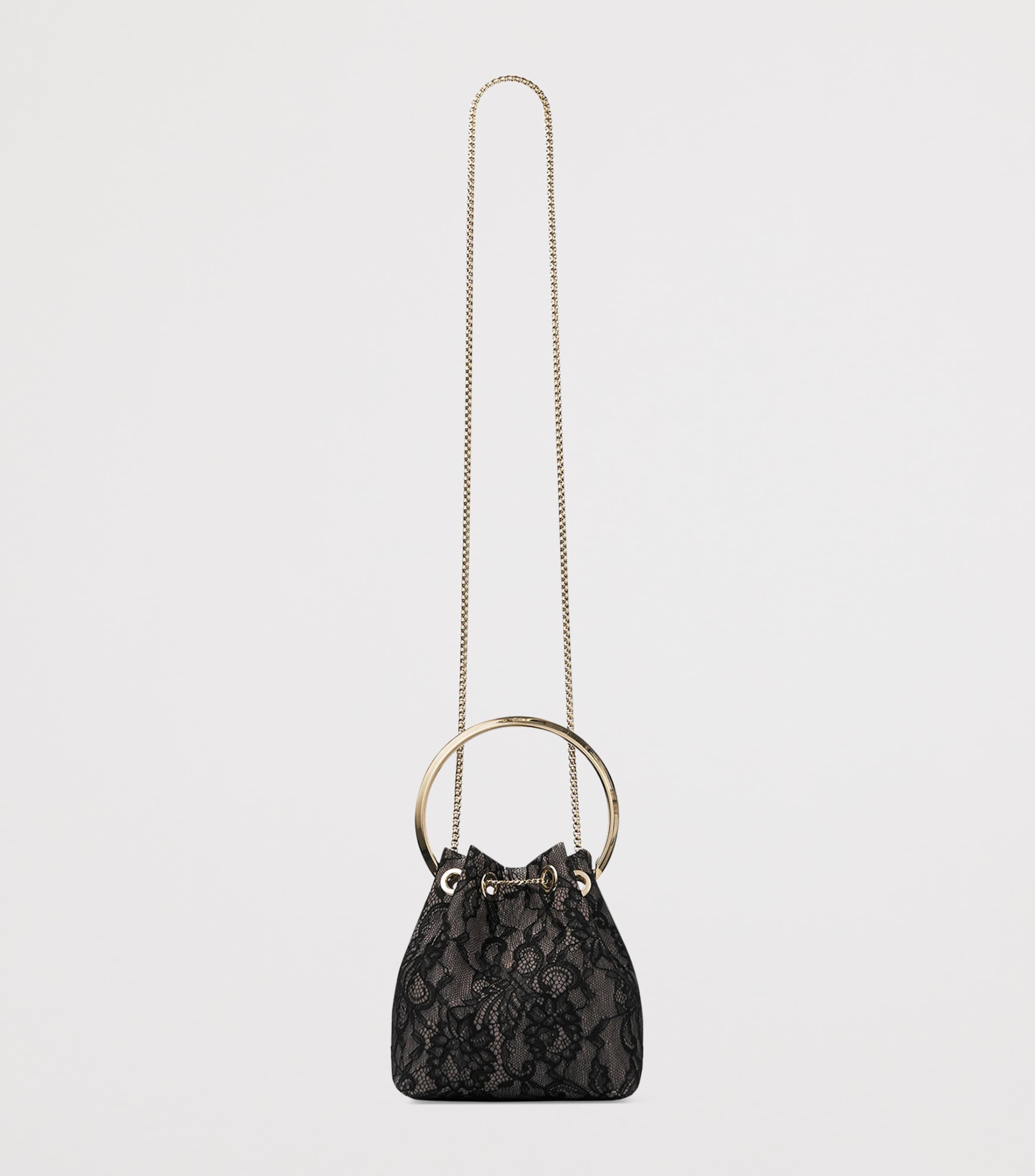 Jimmy Choo Lace Bon Bon Top-Handle Bag Black/light Gold Image 2