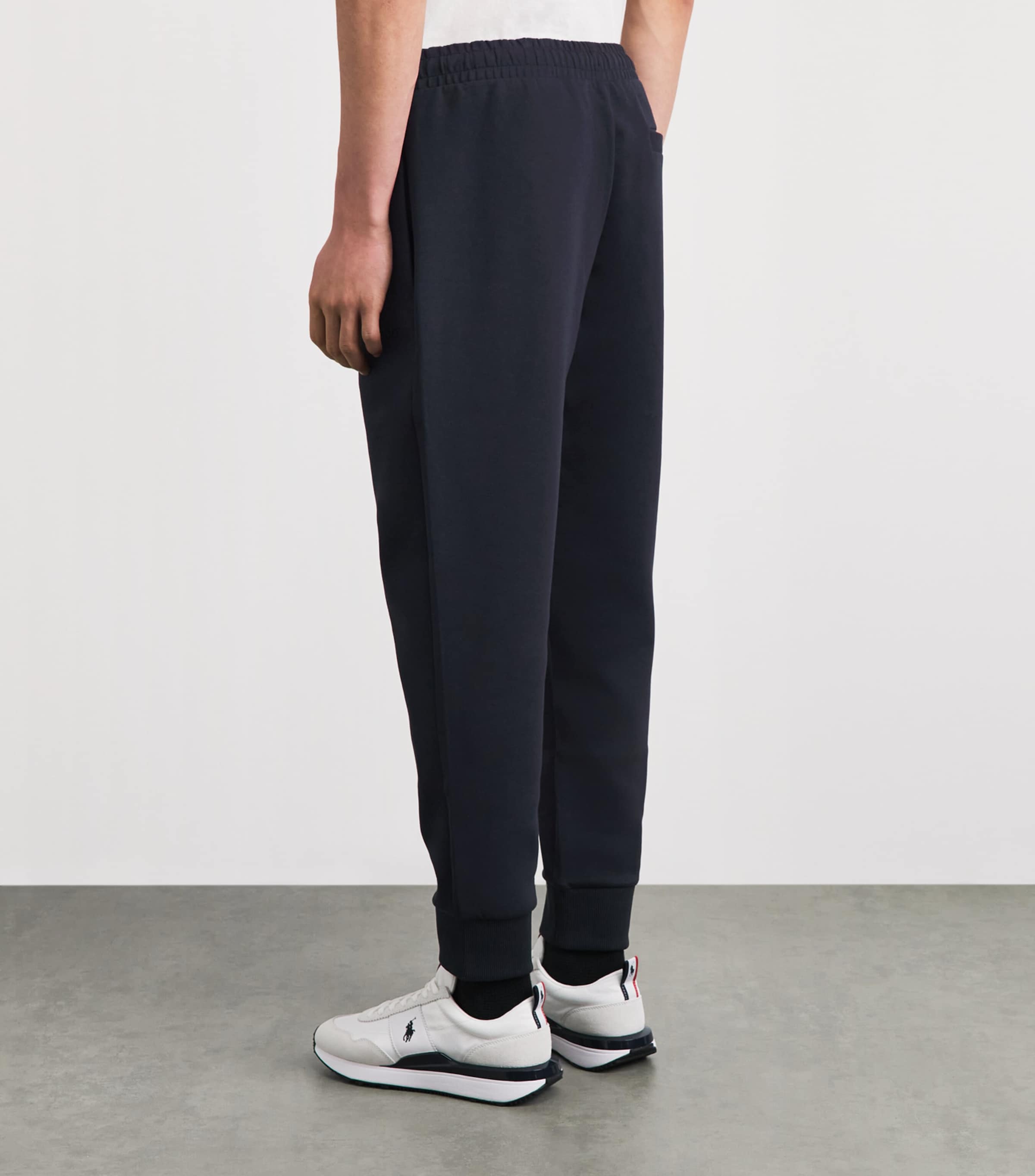 BOSS Mens Stretch-Cotton Cuffed Sweatpants Dark Blue Image 5