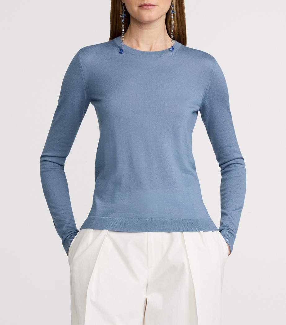 Cashmere Crew-Neck Sweater CORNFLOWER Image 9