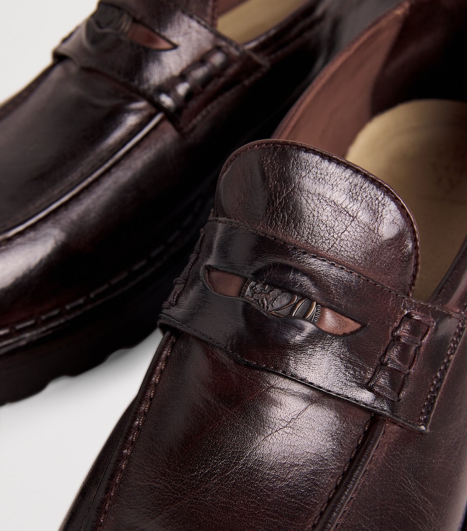 Calfskin Moccasin Penny Loafers CACAO Image 7