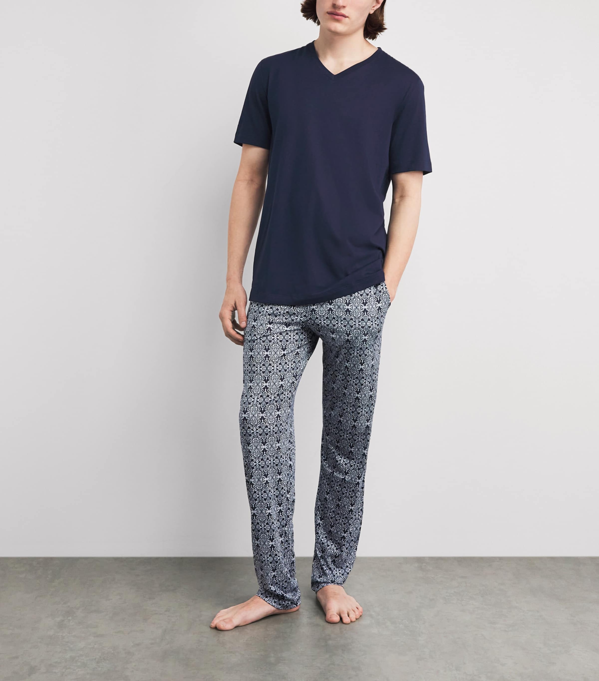 Hanro Mens Cotton Night & Day T-Shirt Deep Navy Image 2
