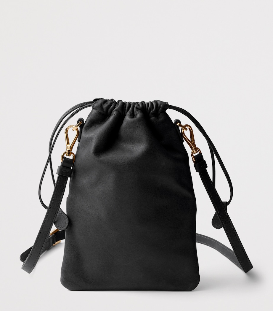 Prada Nappa Leather Drawstring Pouch Black Image 3