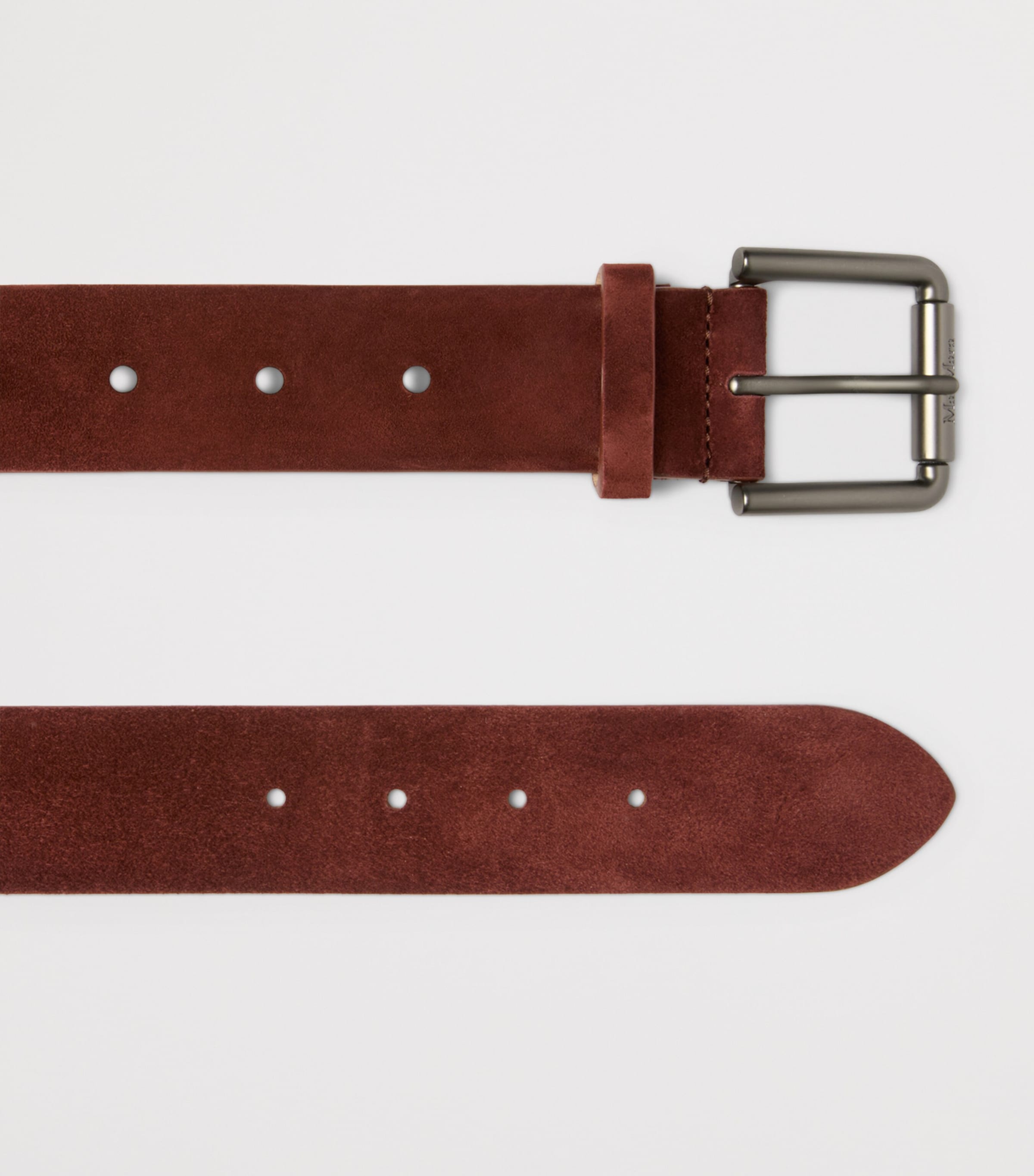 Max Mara Suede Double-Buckle Belt Amber Brown Image 2
