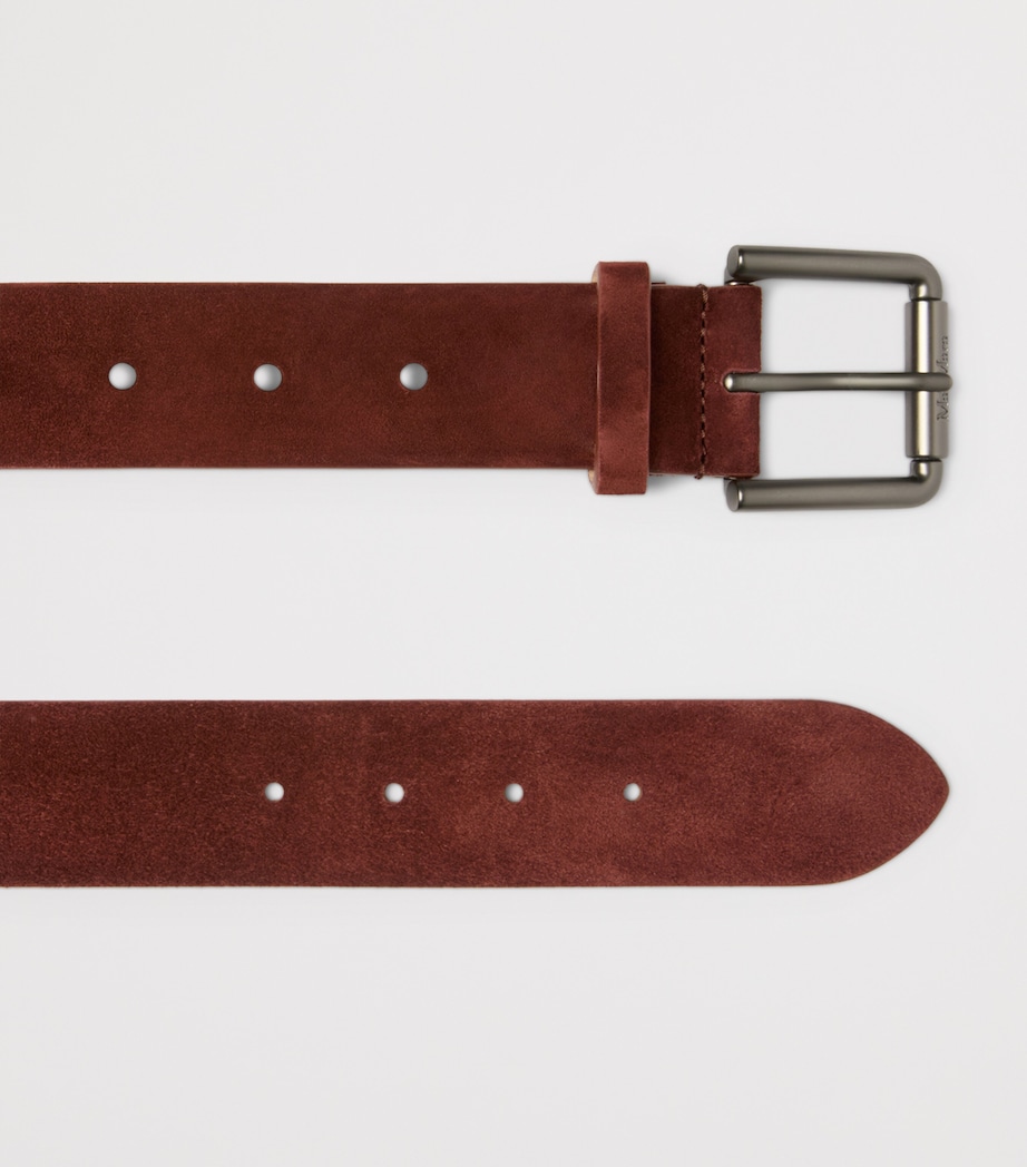 Max Mara Suede Double-Buckle Belt Amber Brown Image 2