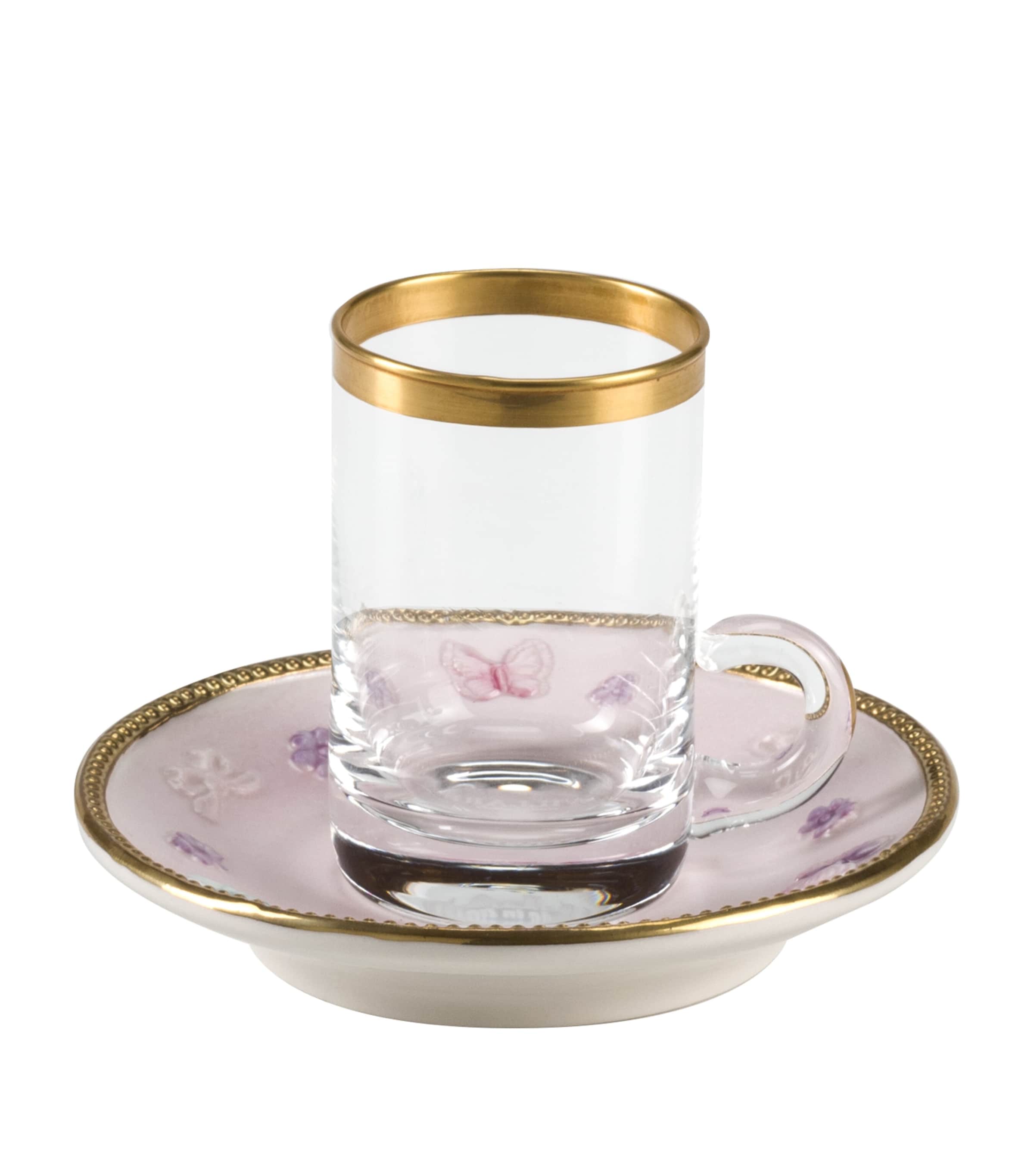 VILLARI Butterfly Green Teacup and Saucer | Dining | Tableware | Tea Cups & Saucers | Designers | Villari