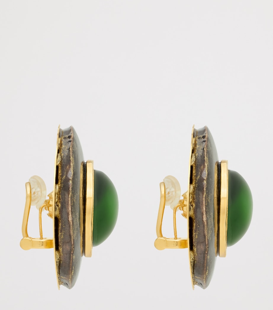 Saint Laurent Ceramic and Cabochon Earrings Image 3