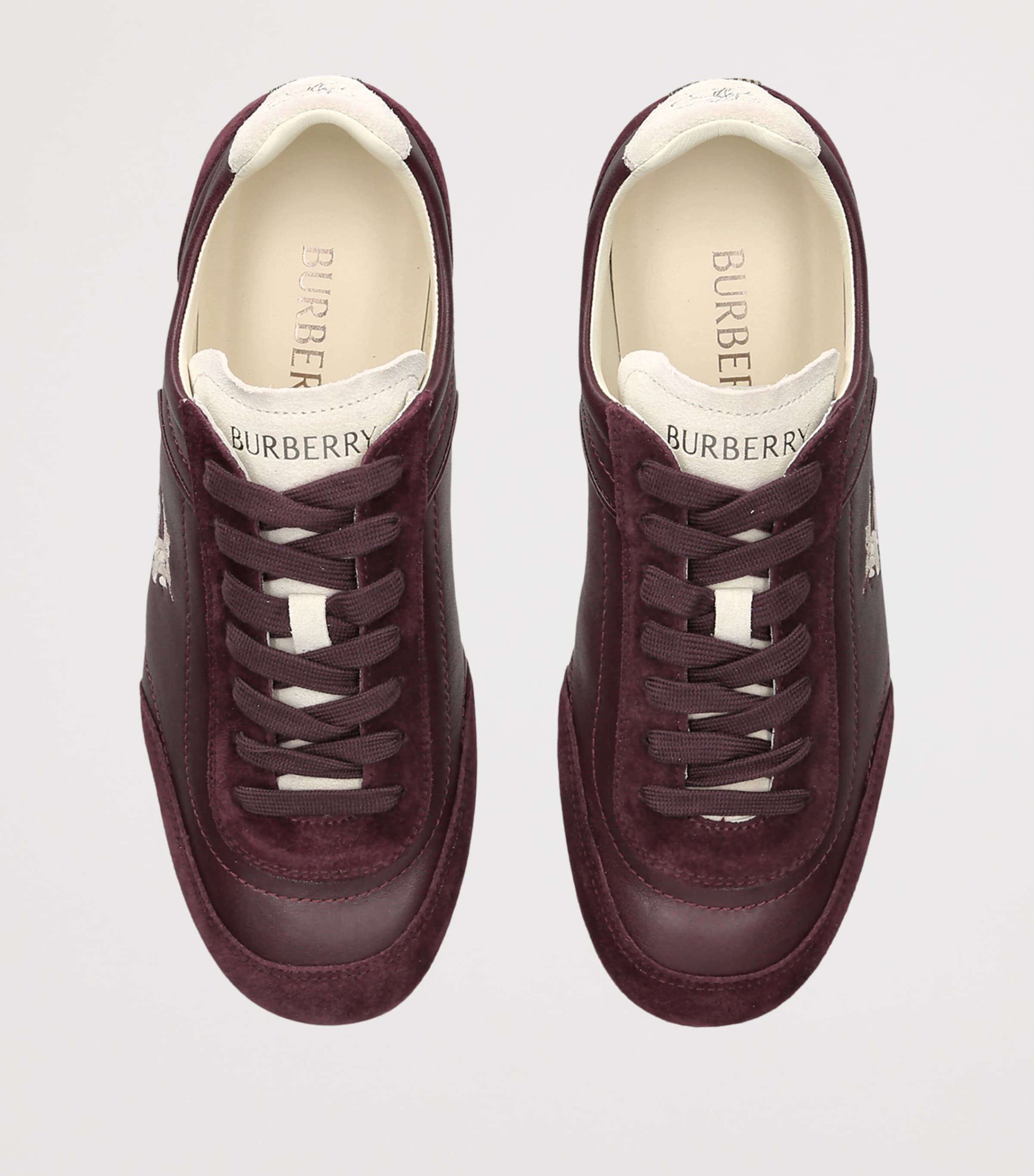 Burberry Leather Knight Low-Top Sneakers Cream Comb Image 3