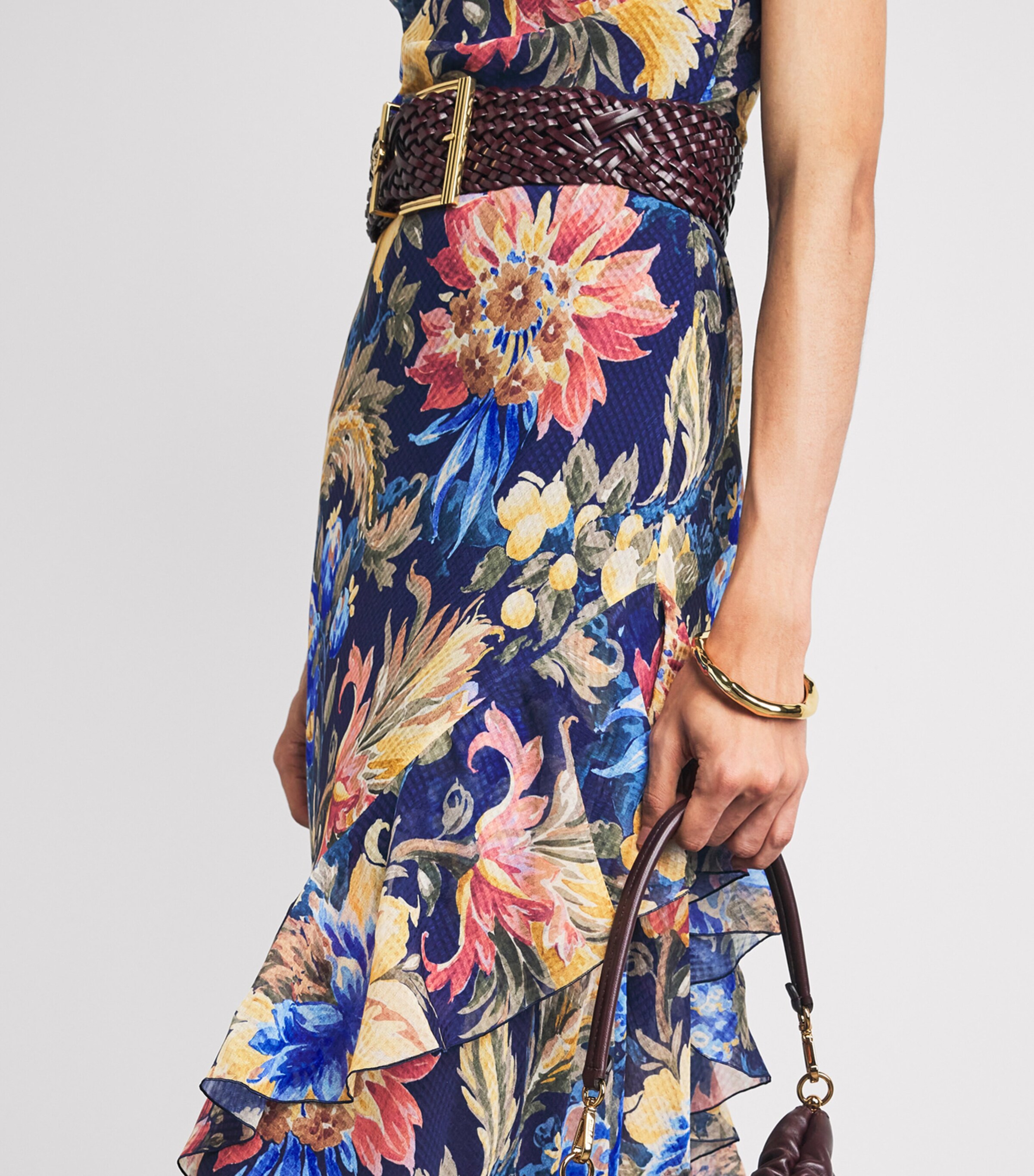 Etro Womens Seersucker Floral Maxi Dress Print/blue Bs Image 5