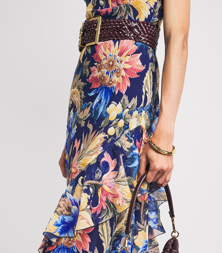 Etro Womens Seersucker Floral Maxi Dress Print/blue Bs Image 5