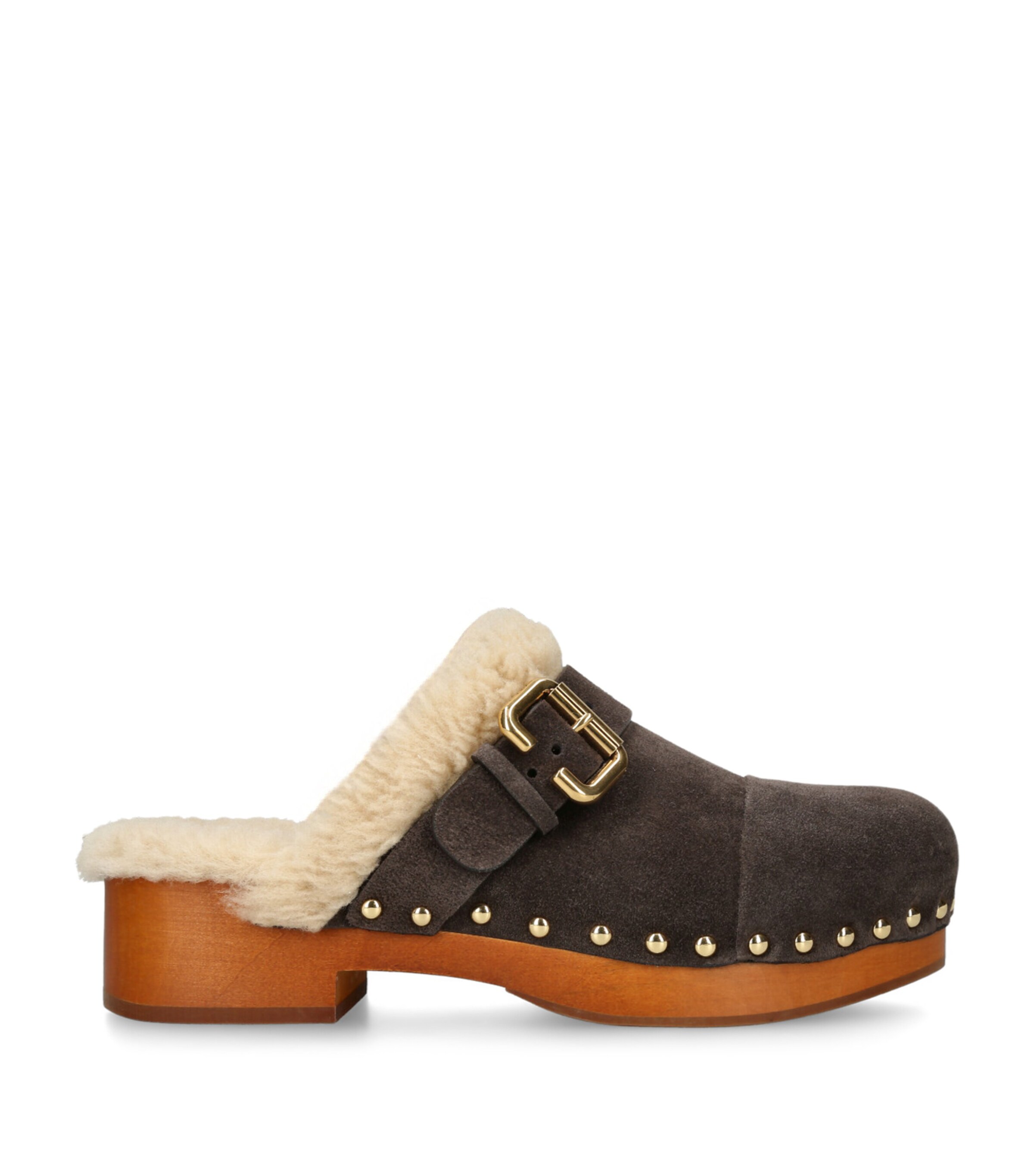 Suede-Shearling Jeannete Mules DARK BROWN Image 1