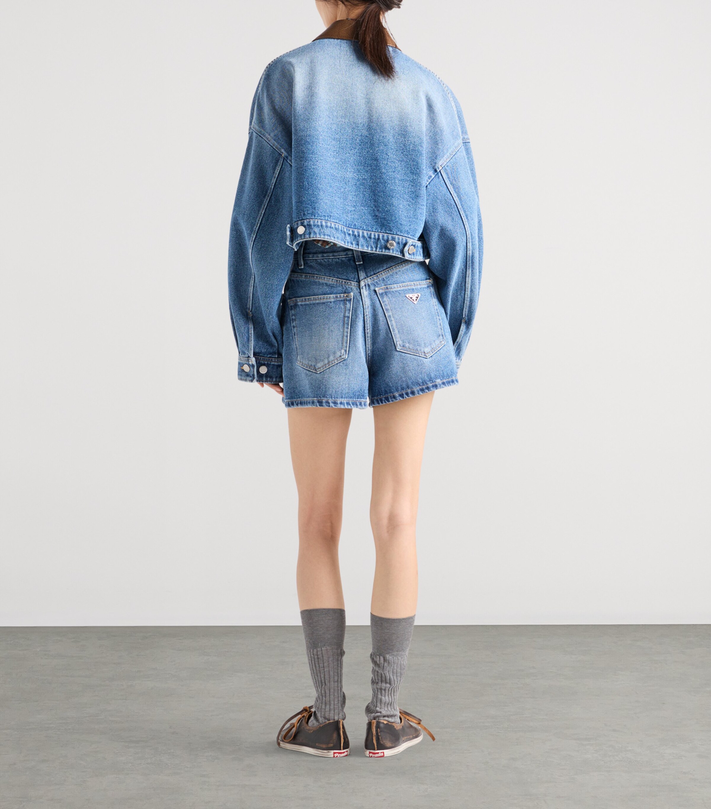 Denim High-Waist Shorts F0V3N Image 5