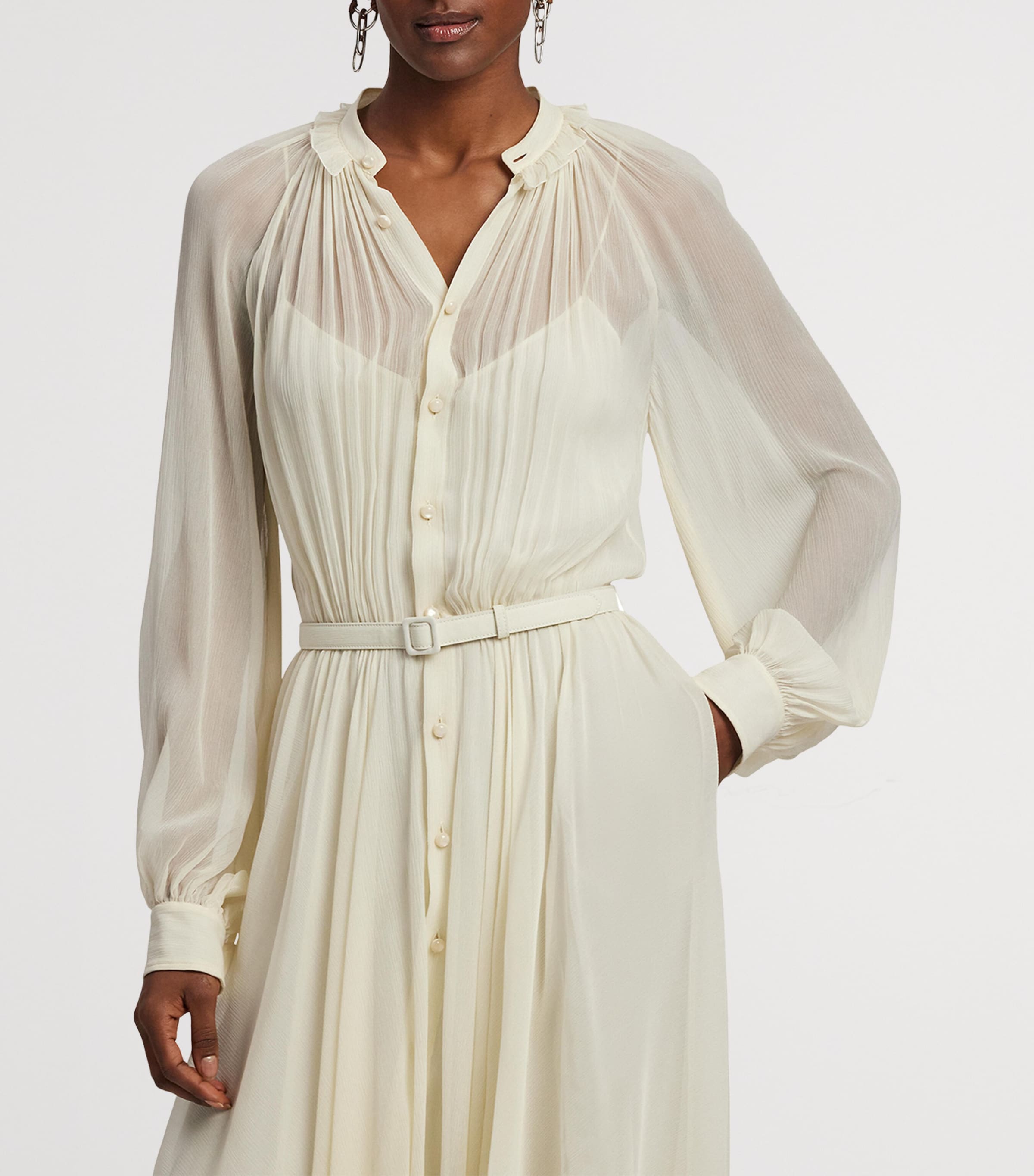 Mulberry Silk Grantly Midi Shirt Dress LUX CREAM Image 8
