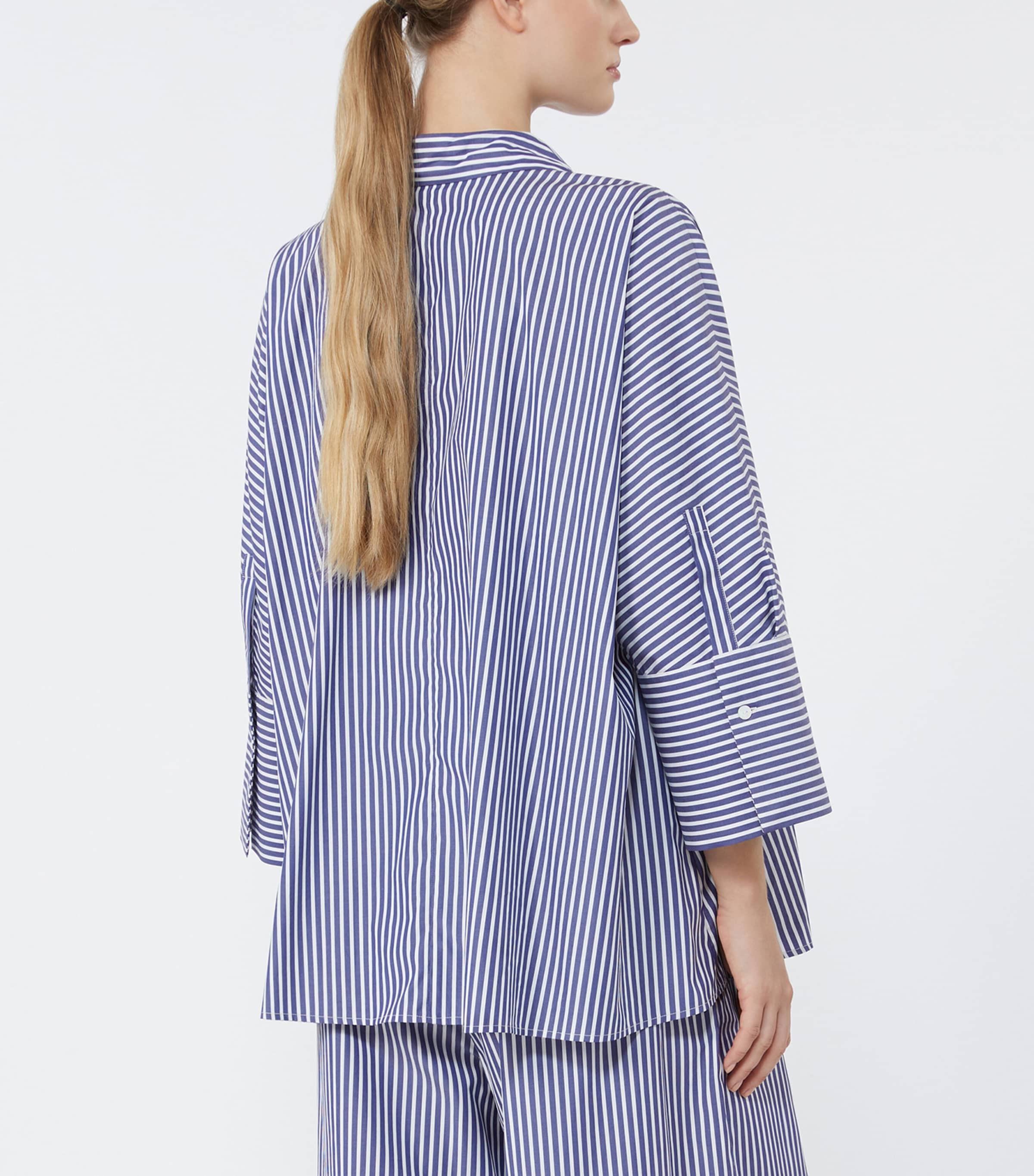 Weekend Max Mara Womens Cotton Oversized Stripe Shirt Navy Image 5