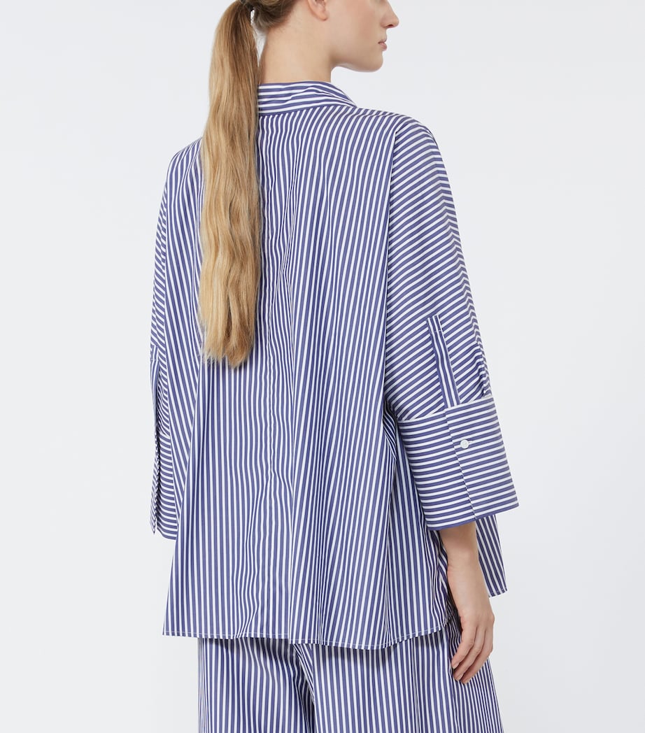 Weekend Max Mara Womens Cotton Oversized Stripe Shirt Navy Image 5