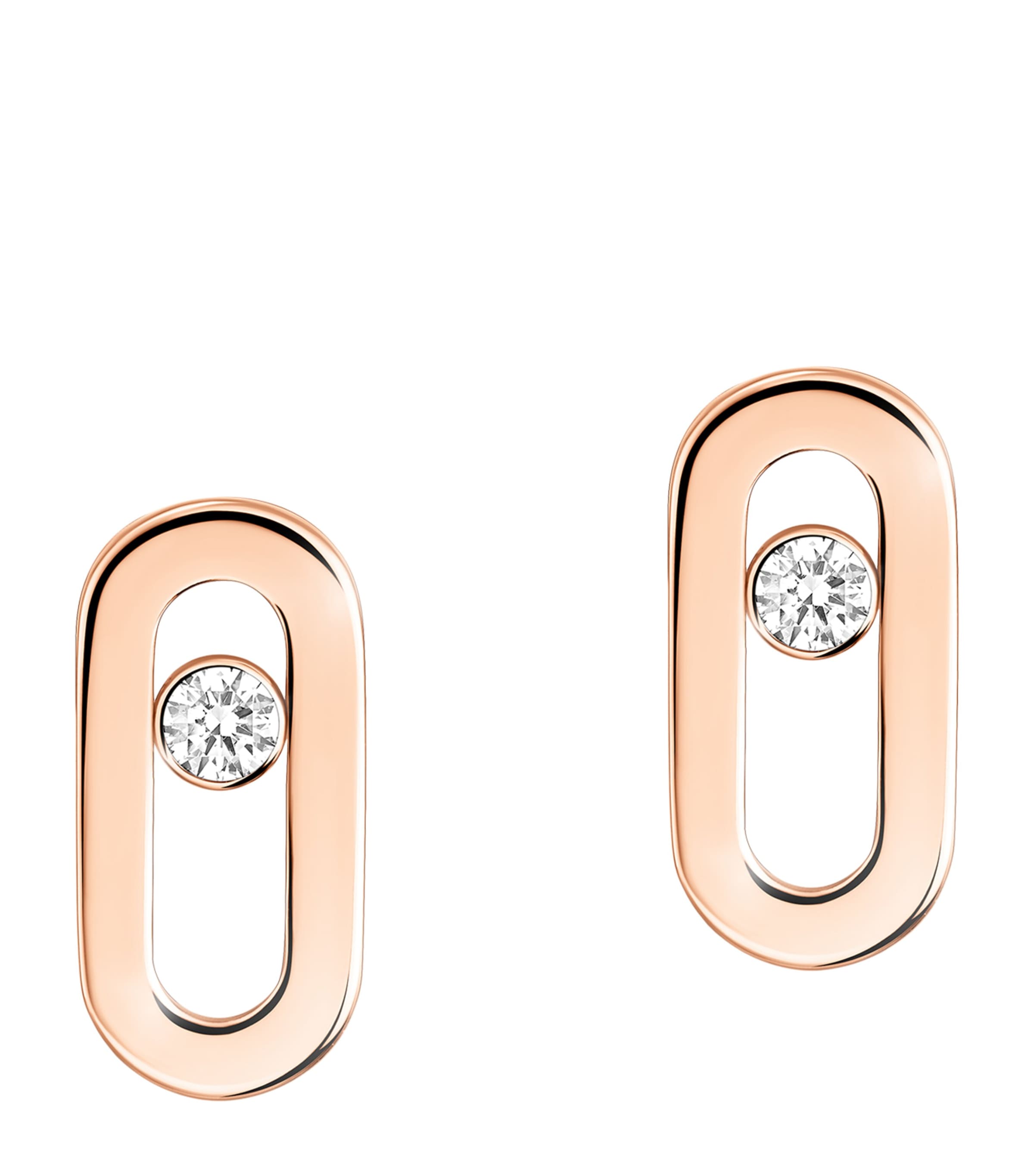 Messika Move Uno Pink Gold and Diamond Stud Earrings Pink Gold Image 1