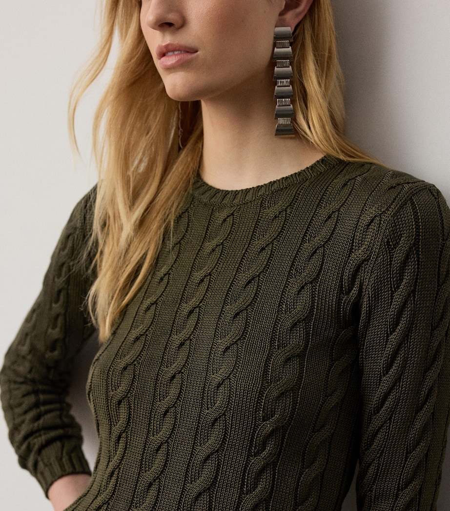 Ralph Lauren Collection Womens Silk-Blend Cable-Knit Sweater Cypress Image 5
