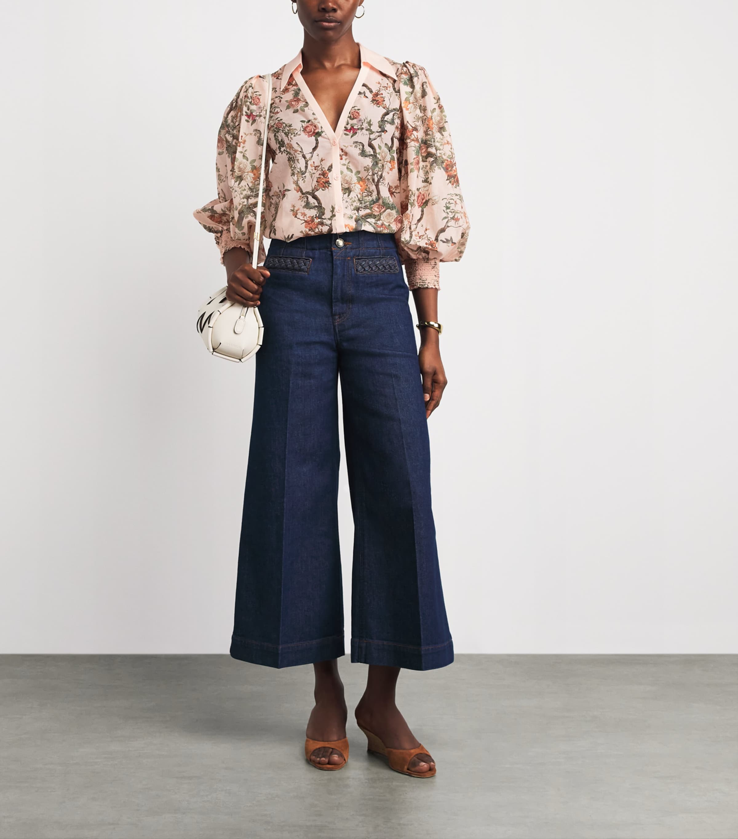 Alice+Olivia Womens Cotton-Silk Floral Charis Blouse Snset Grove Eng Rose Image 2