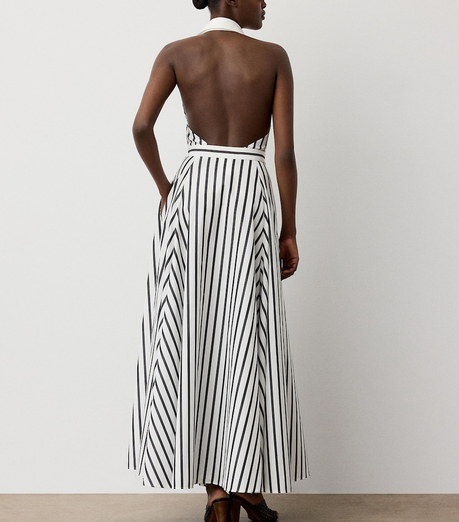 Ralph Lauren Collection Womens Cotton Stripe Eldred Maxi Dress Black/white Image 4