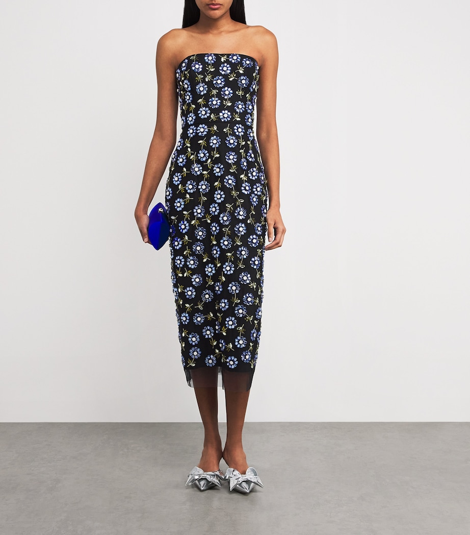 Embroidered Strapless Midi Dress 002 BLACK MULTI Image 2