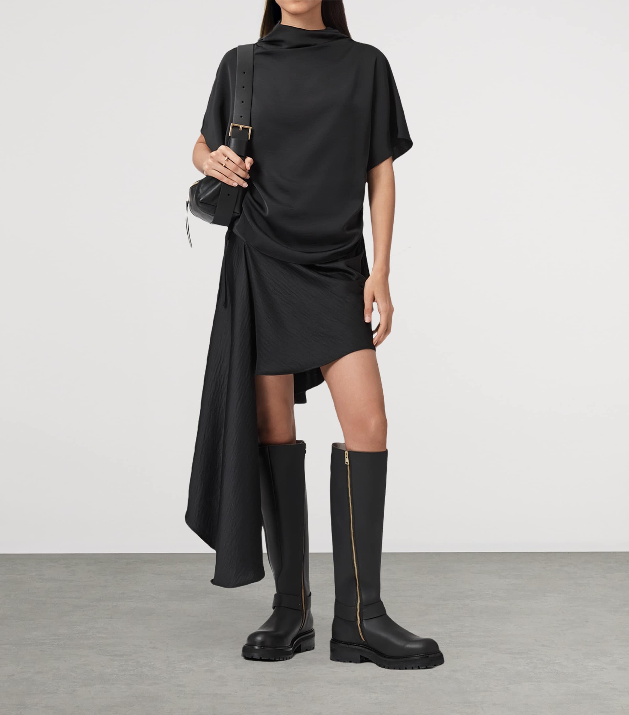 AllSaints Womens Draped Leslie Top Black Image 3