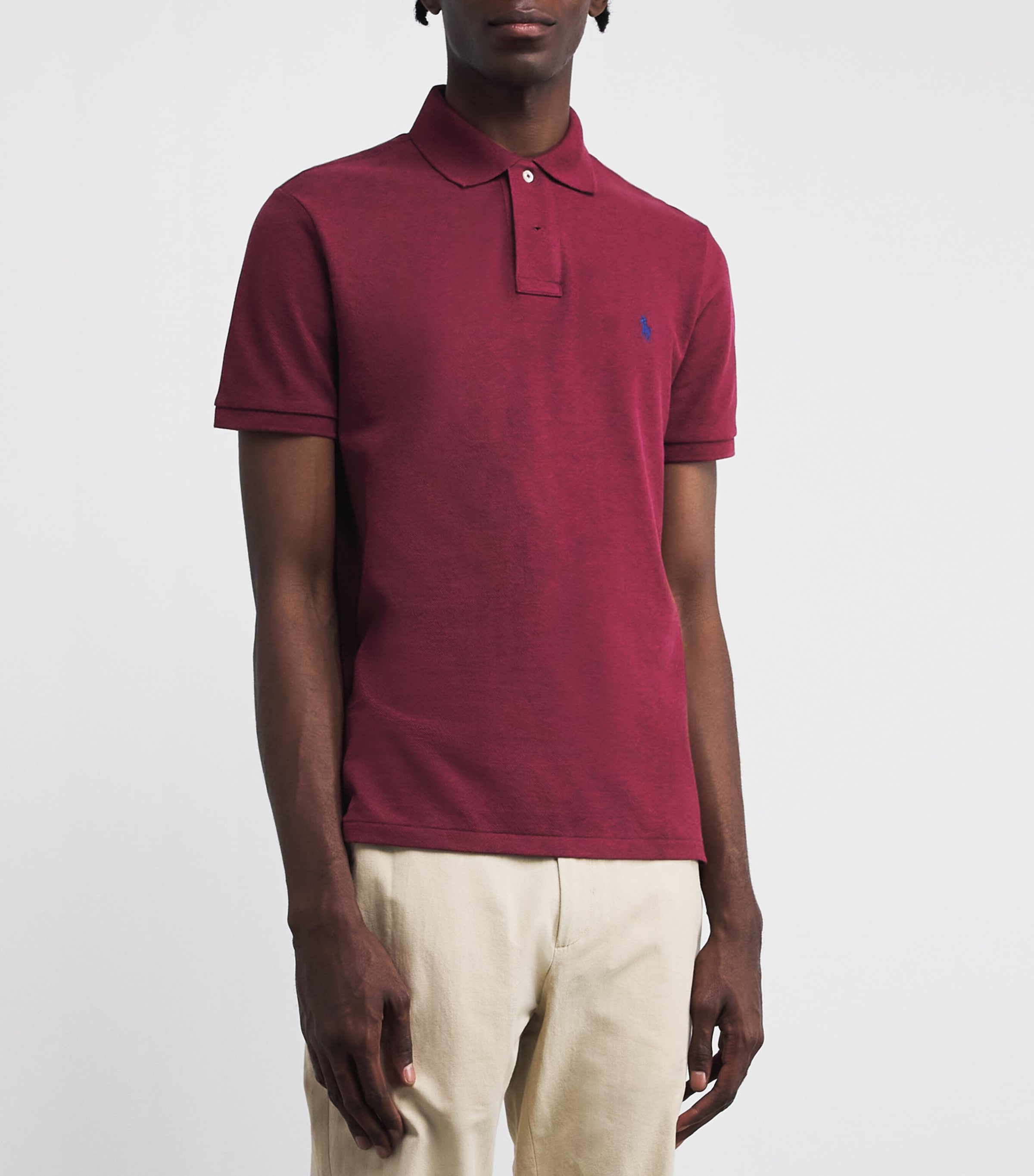Polo Ralph Lauren Mens Cotton Mesh Polo Shirt Sprng Wne Hthr Image 3