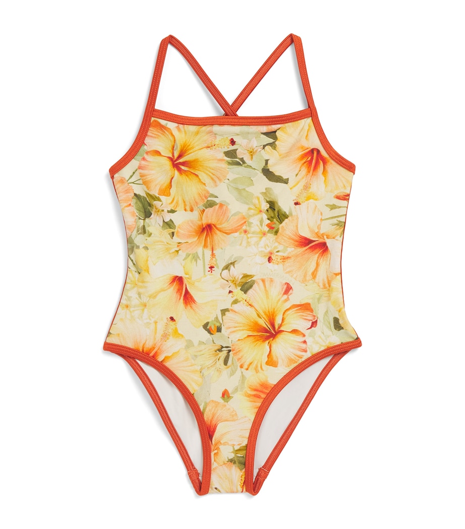 Zimmermann Kids Floral Mahon Swimsuit (2-12 Years) Mango Hibiscus Image 1