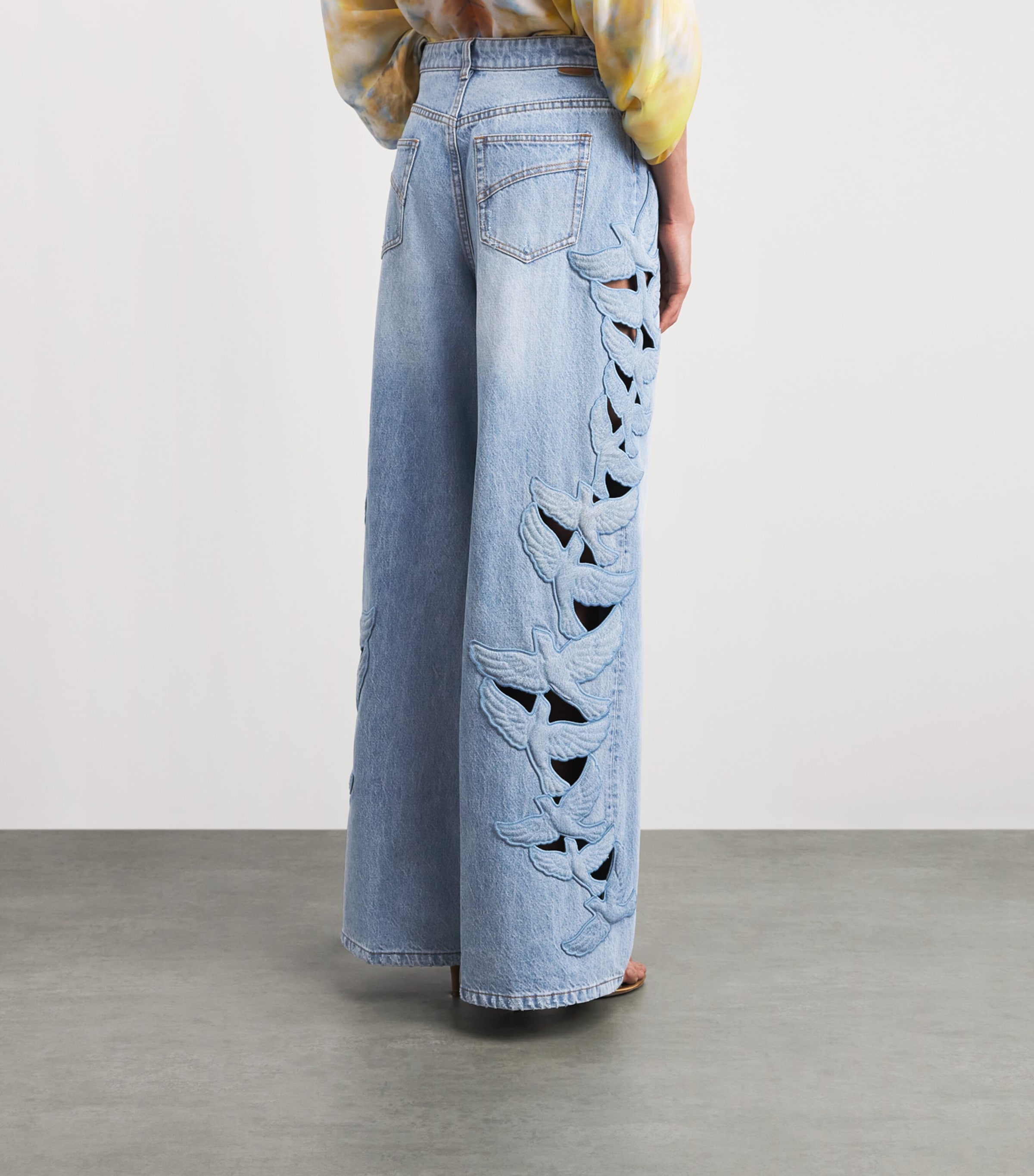 Zimmermann Womens Appliqué Alchemy Flared Jeans Sea Foam Image 5