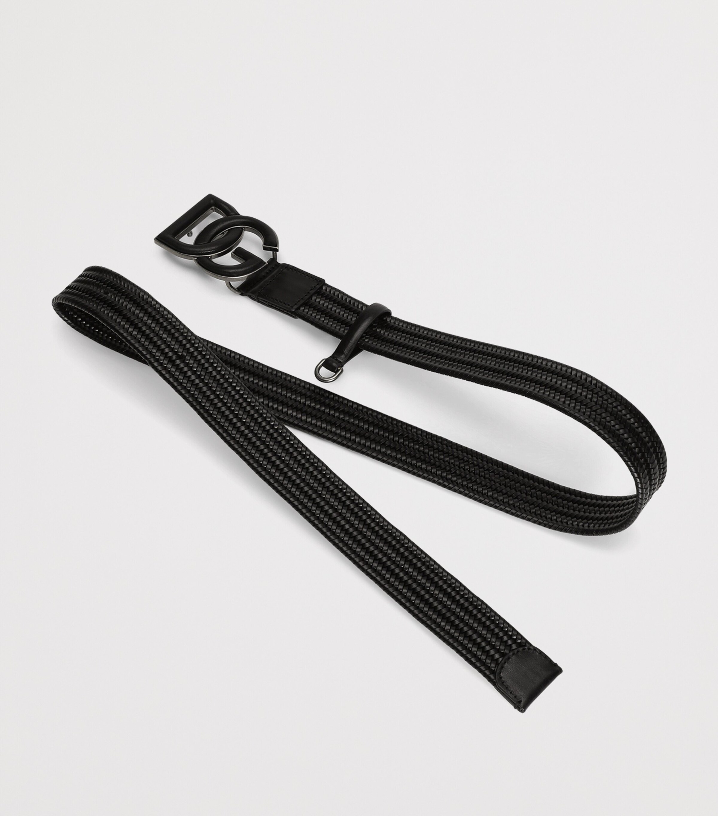Dolce&Gabbana Leather Woven Belt Black/black Image 2