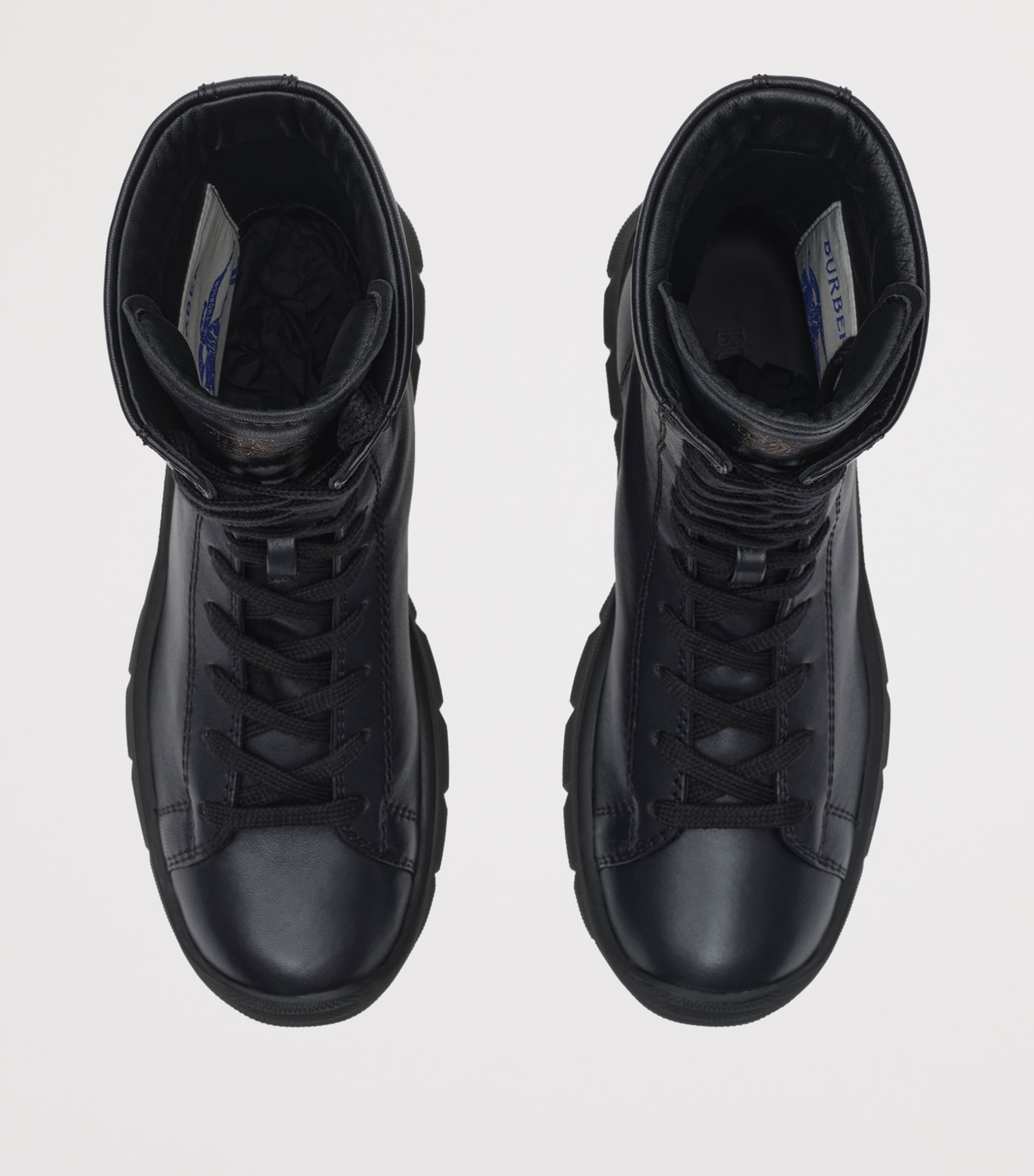 Burberry Leather Tone Lace-Up Boots Black Image 4