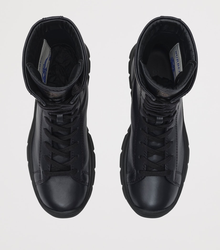 Burberry Leather Tone Lace-Up Boots Black Image 4