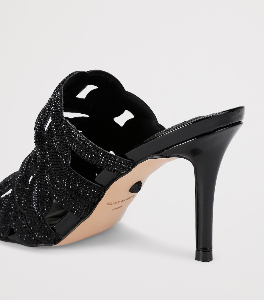 Leather Embellished Chain Heeled Mules 85 BLACK Image 2