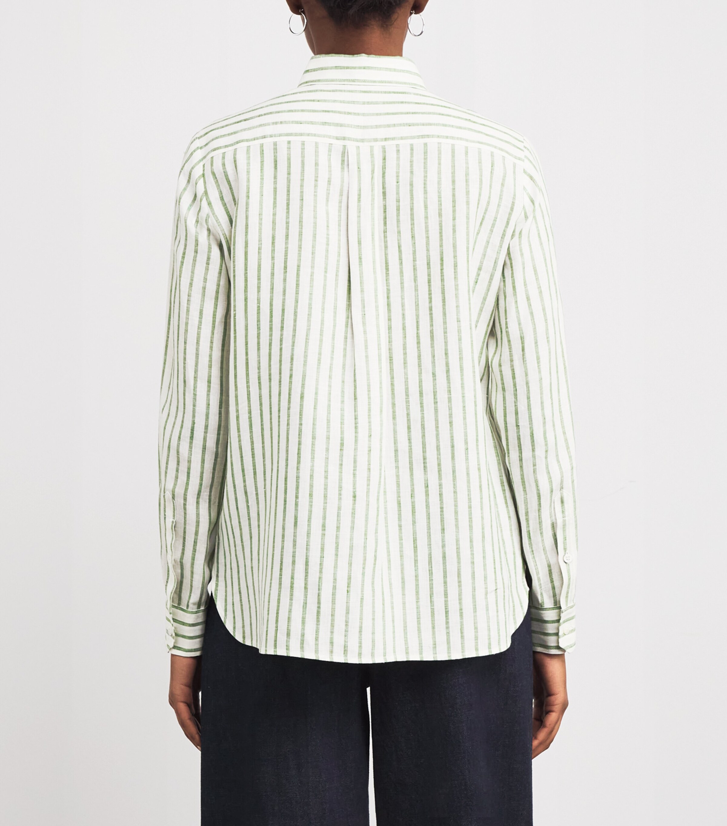 Weekend Max Mara Womens Linen Stripe Shirt Green Image 4